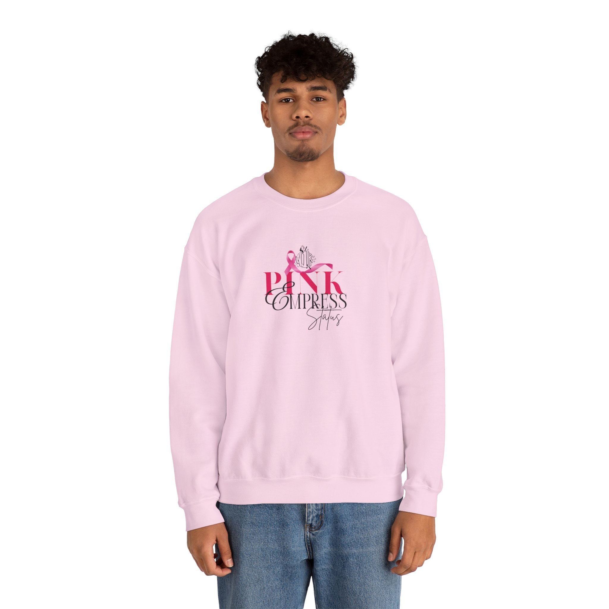 N1K Pink Empress Status Cancer Awareness Crewneck Sweatshirt - Pink Ribbon "PINK" Design