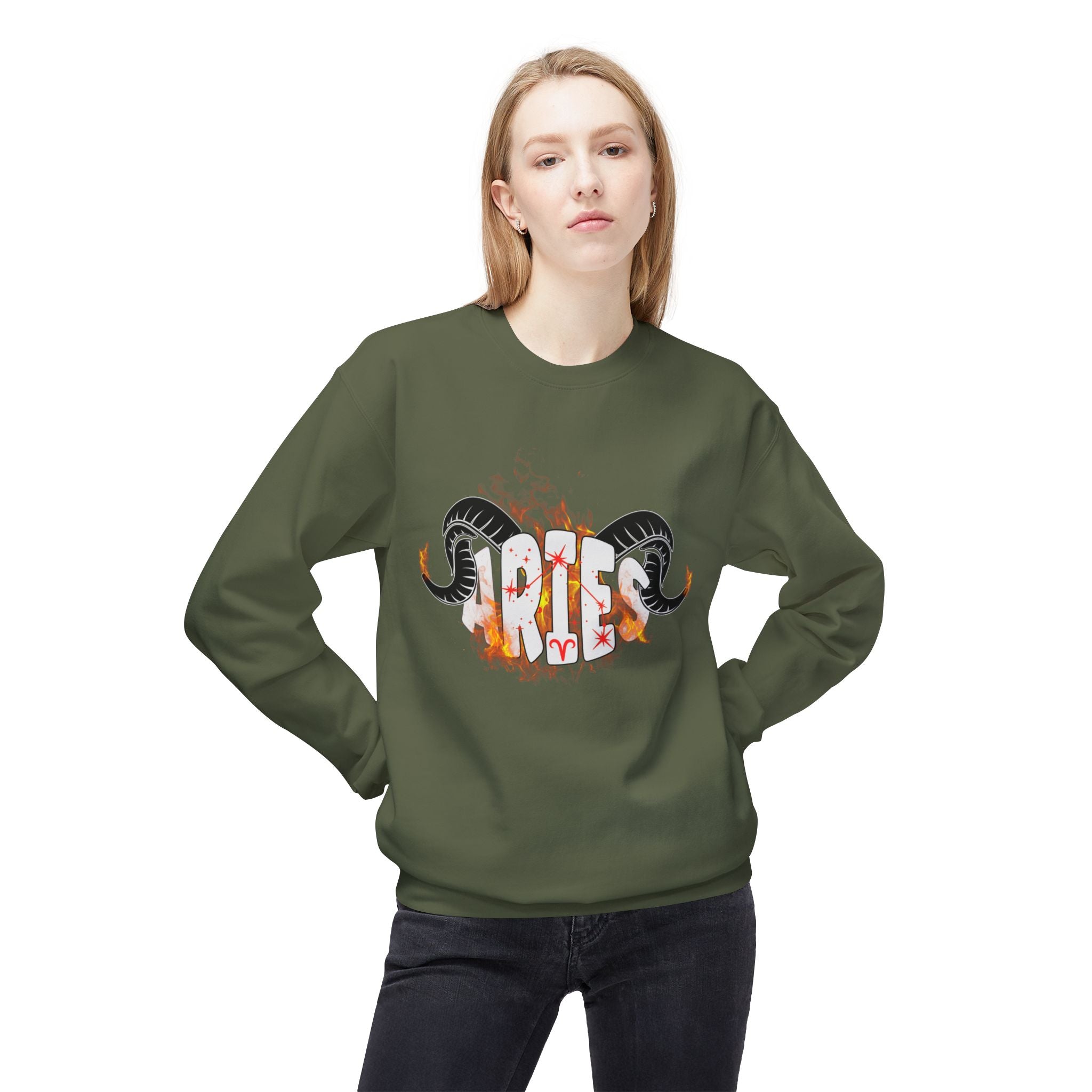 Aries on Fire Unisex Crewneck Sweatshirt