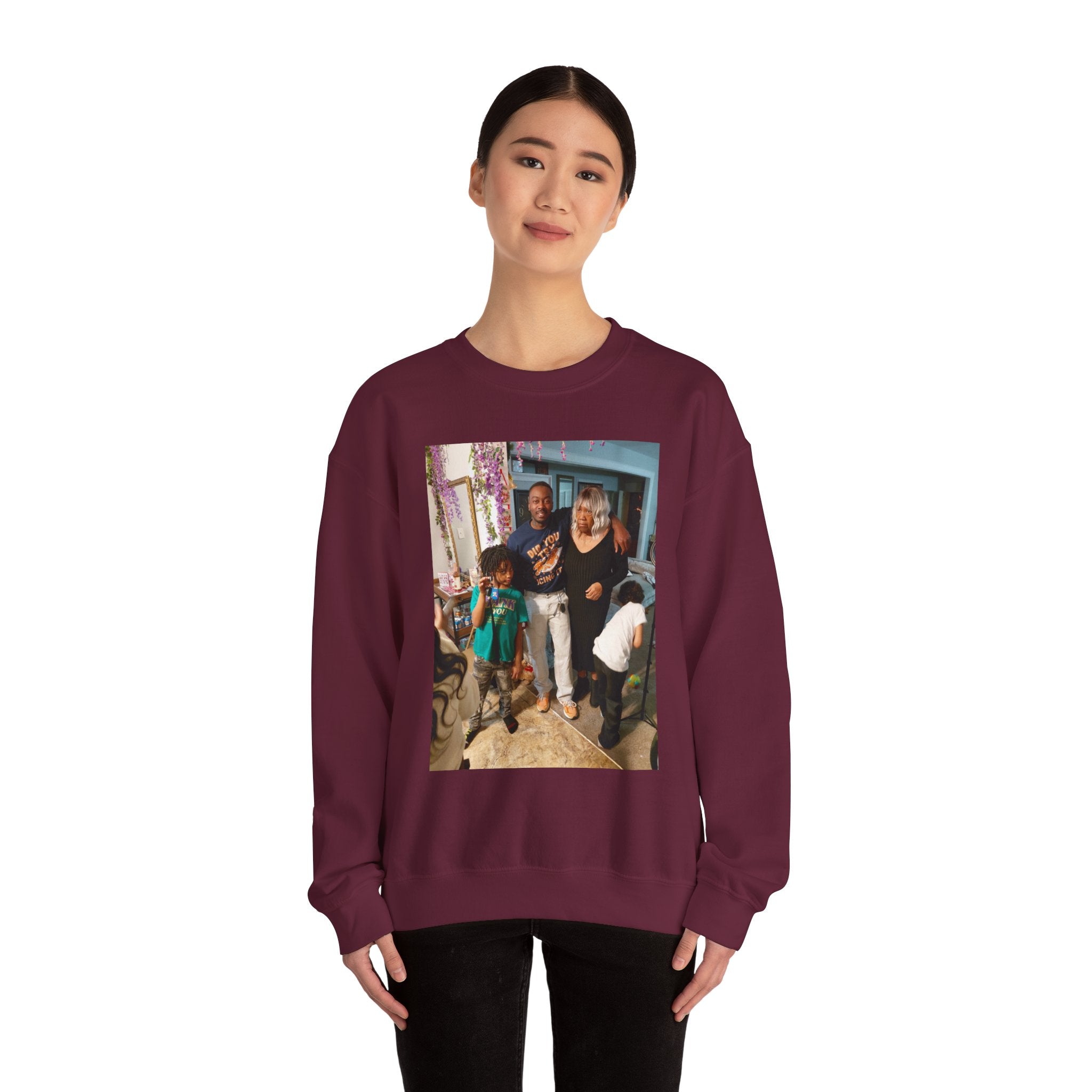 Personalized Photo Crewneck Sweatshirt — Custom Photo Front, 'Add Text' Back