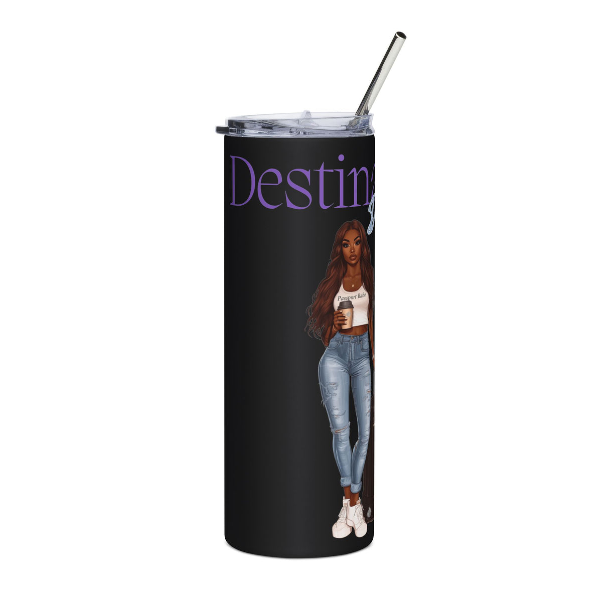 Destination Destined Customizable Skinny Tumbler with Straw, 20oz