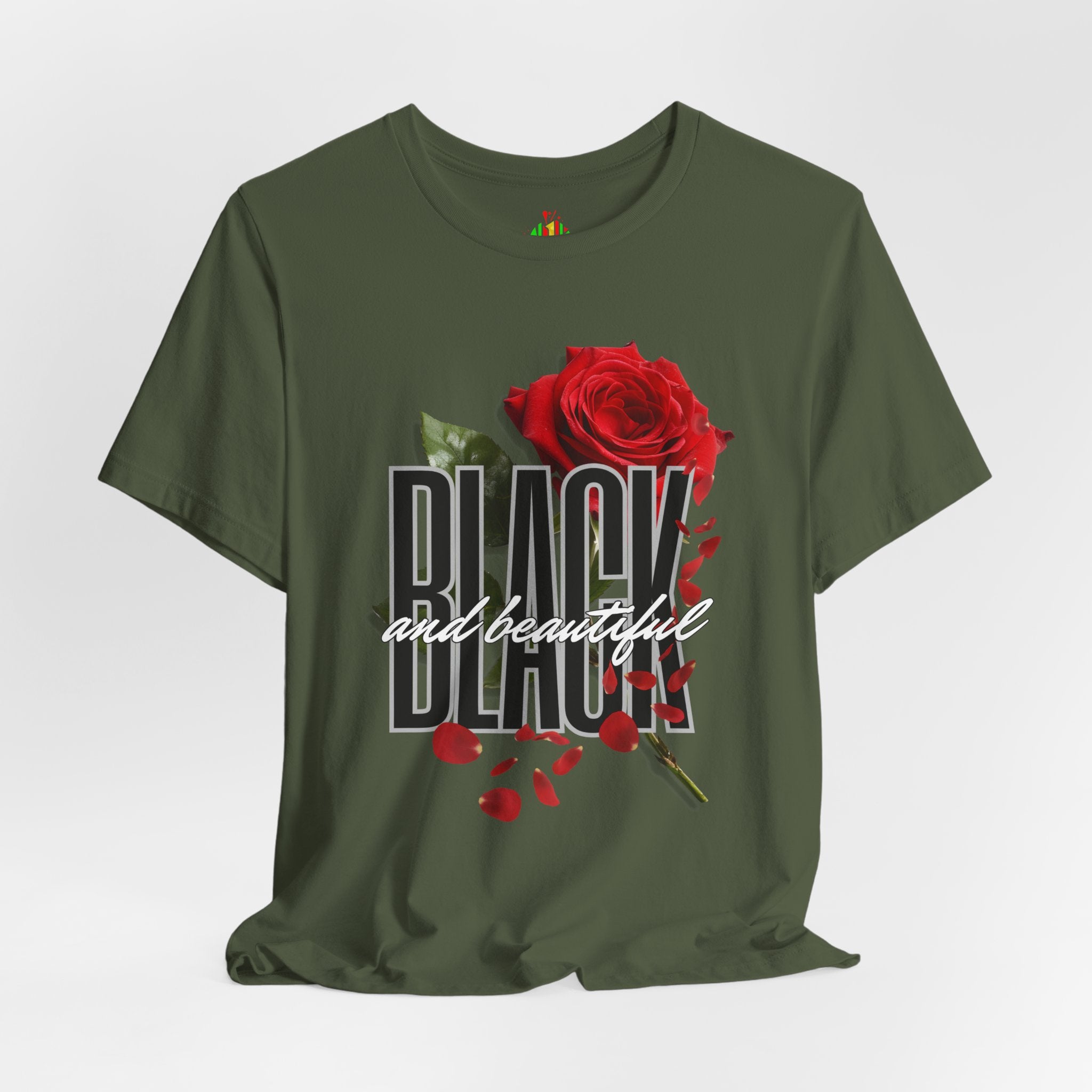 Black and Beautiful Unisex Tee, Floral Graphic Tee, Trendy T-Shirt, Gift for Her, Everyday Wear, Casual Style