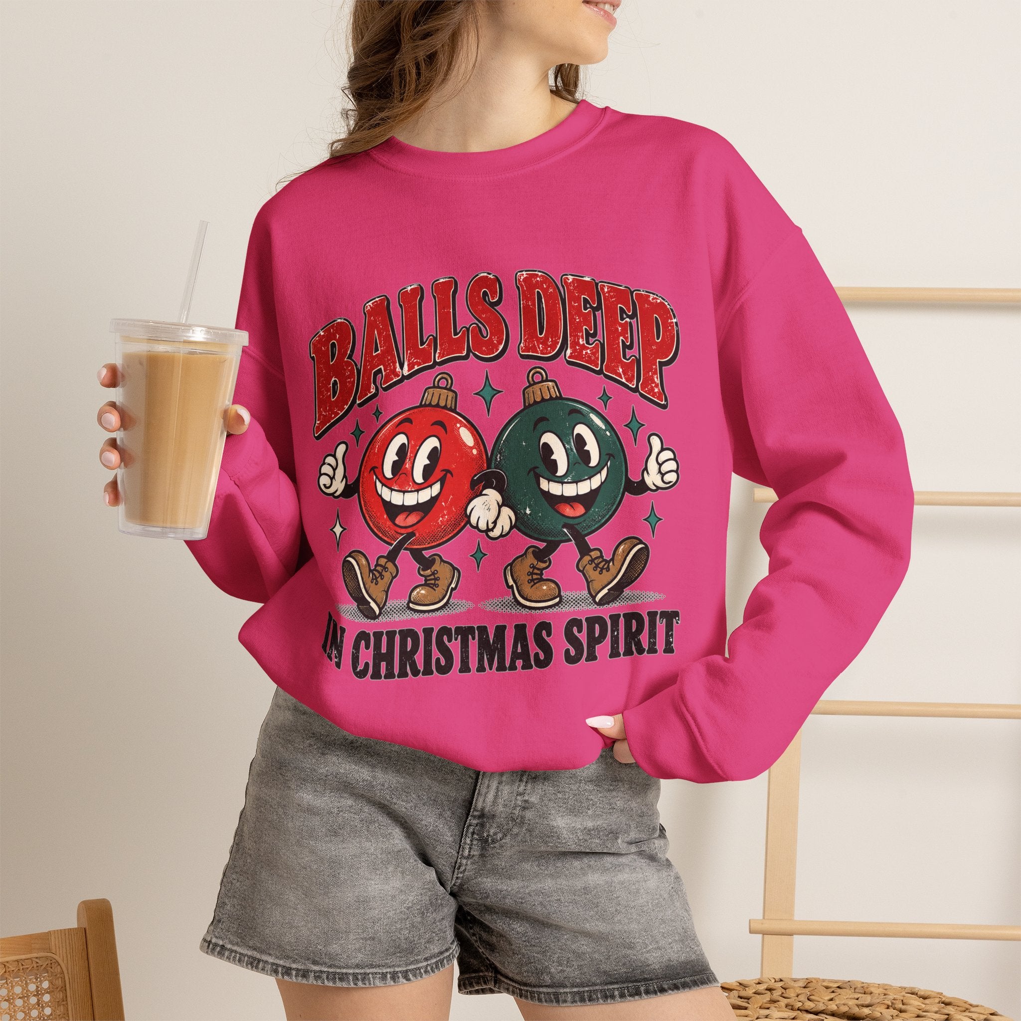 Balls Deep in Christmas Spirit Crewneck Sweatshirt