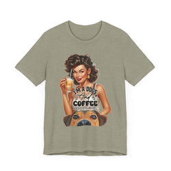 Coffee drinking Dog Mom Unisex Jersey Short Sleeve Tee