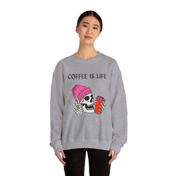 Skeleton Coffee Is Life Unisex Heavy Blend™ Crewneck Sweatshirt