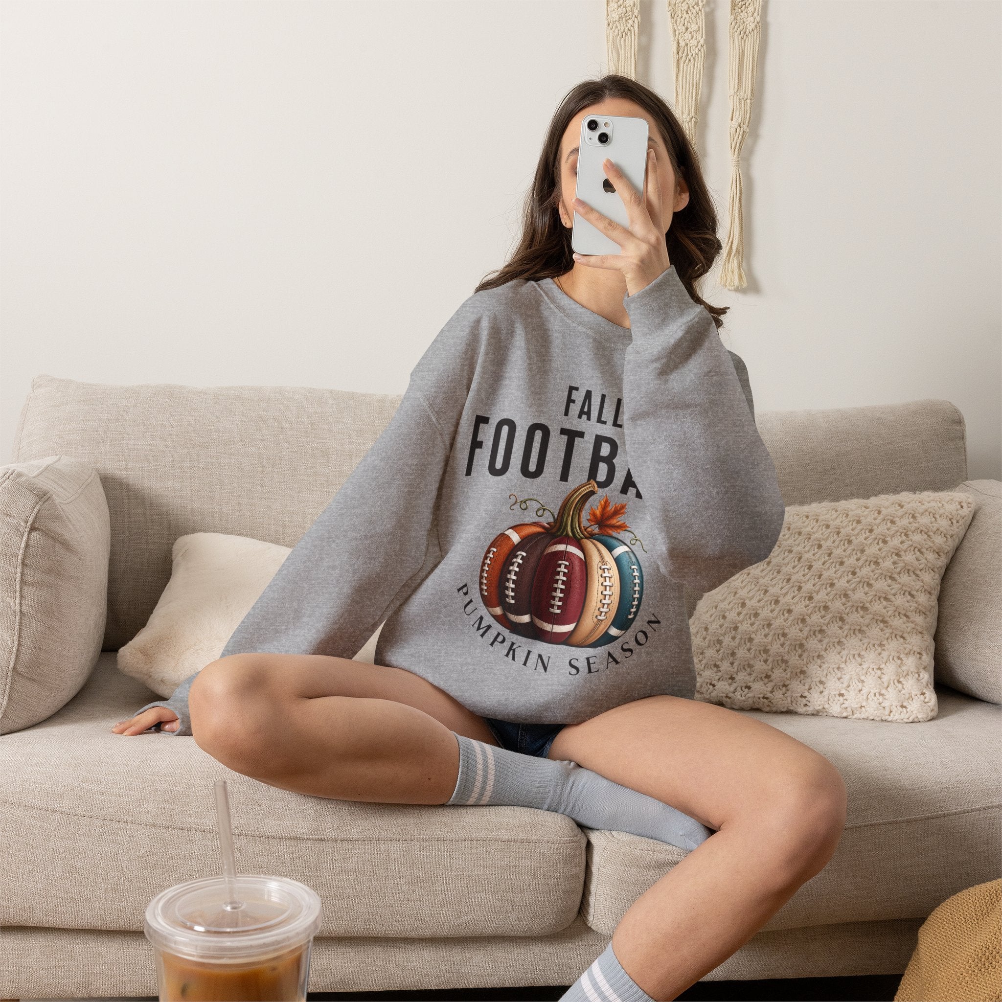 Fall Football Pumpkin Season Crewneck Sweatshirt