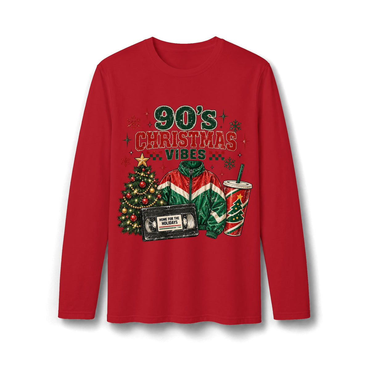 90s Christmas Vibes Long Sleeve T-Shirt