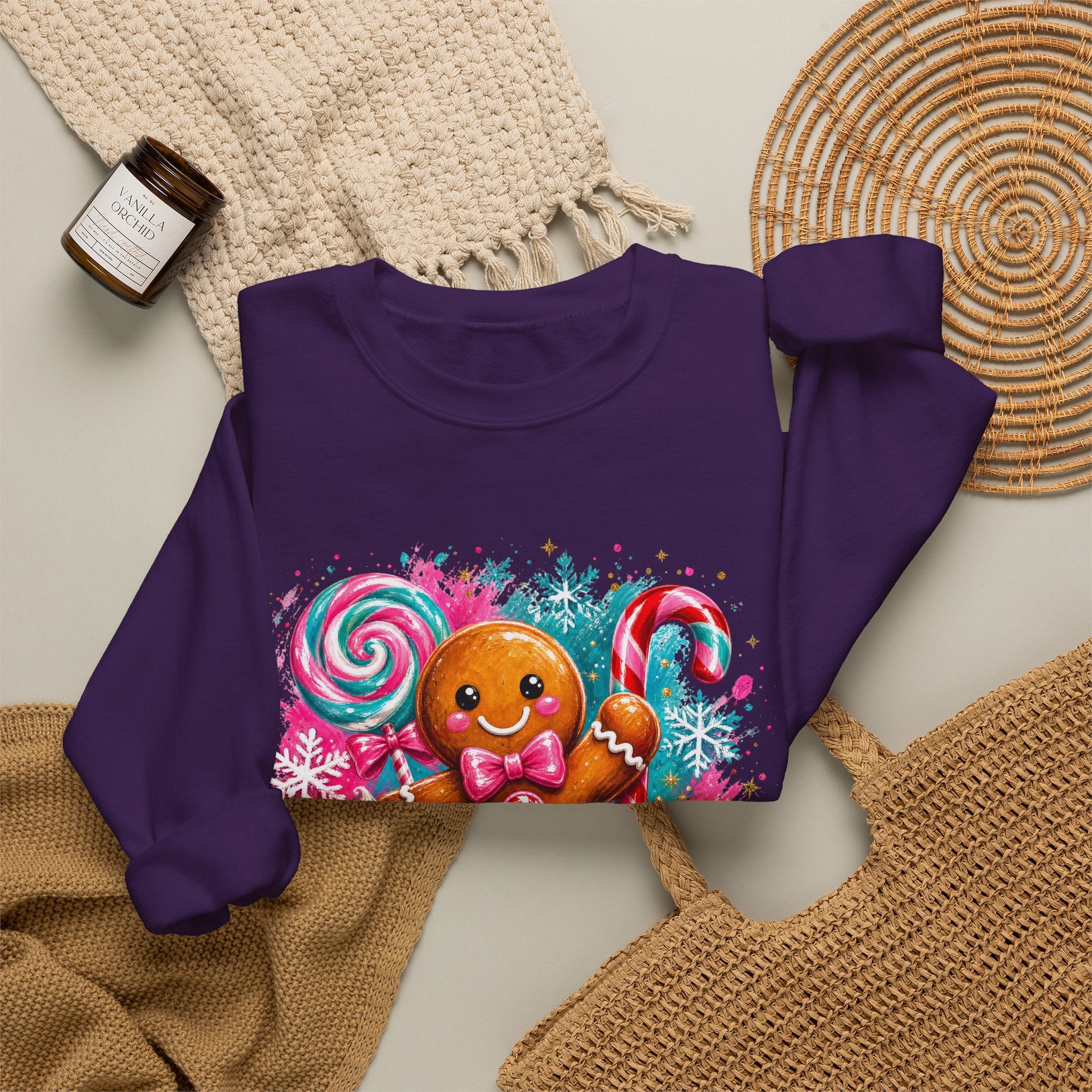 Christmas Gingerbread & Reindeer Crewneck Sweatshirt