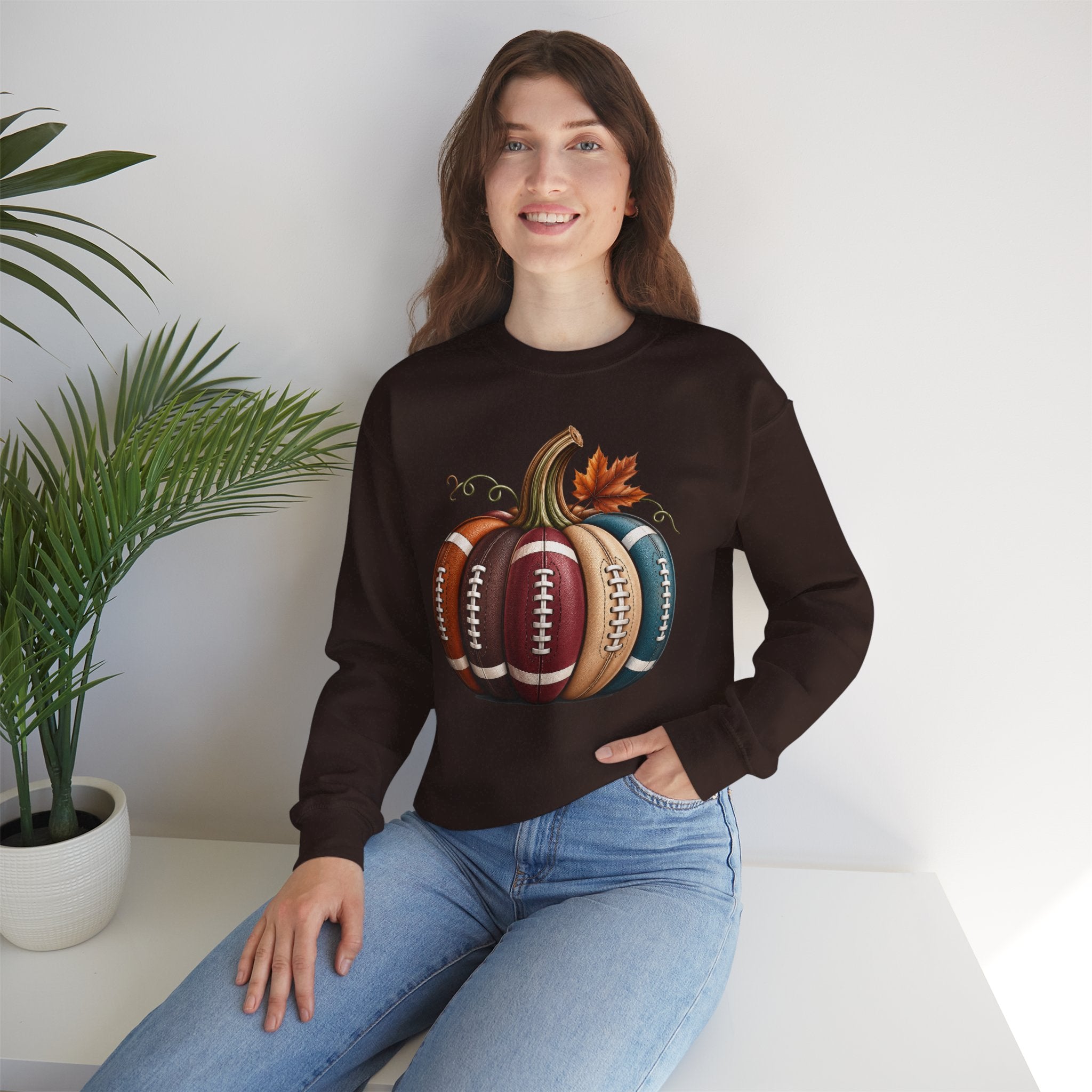 Fall Football Pumpkin Crewneck Sweatshirt