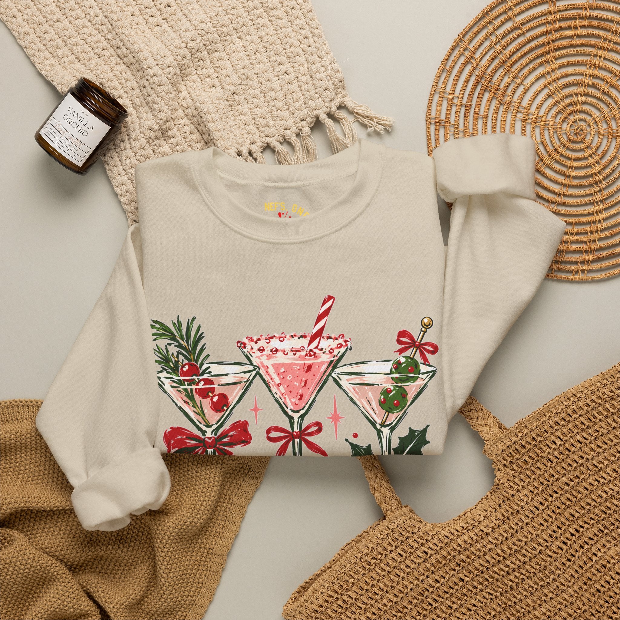 Merry Martinis Christmas Cocktail Crewneck Sweatshirt