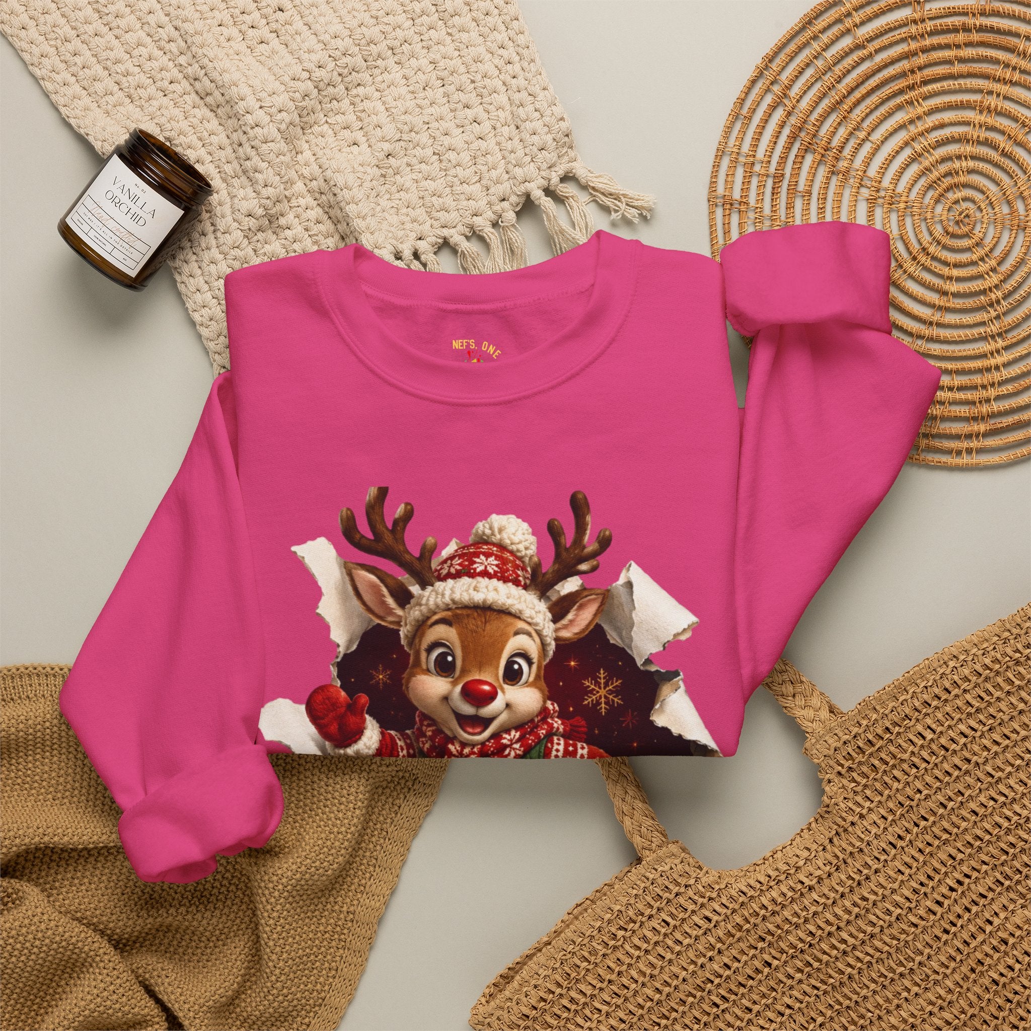 Festive Christmas Reindeer Crewneck Sweatshirt