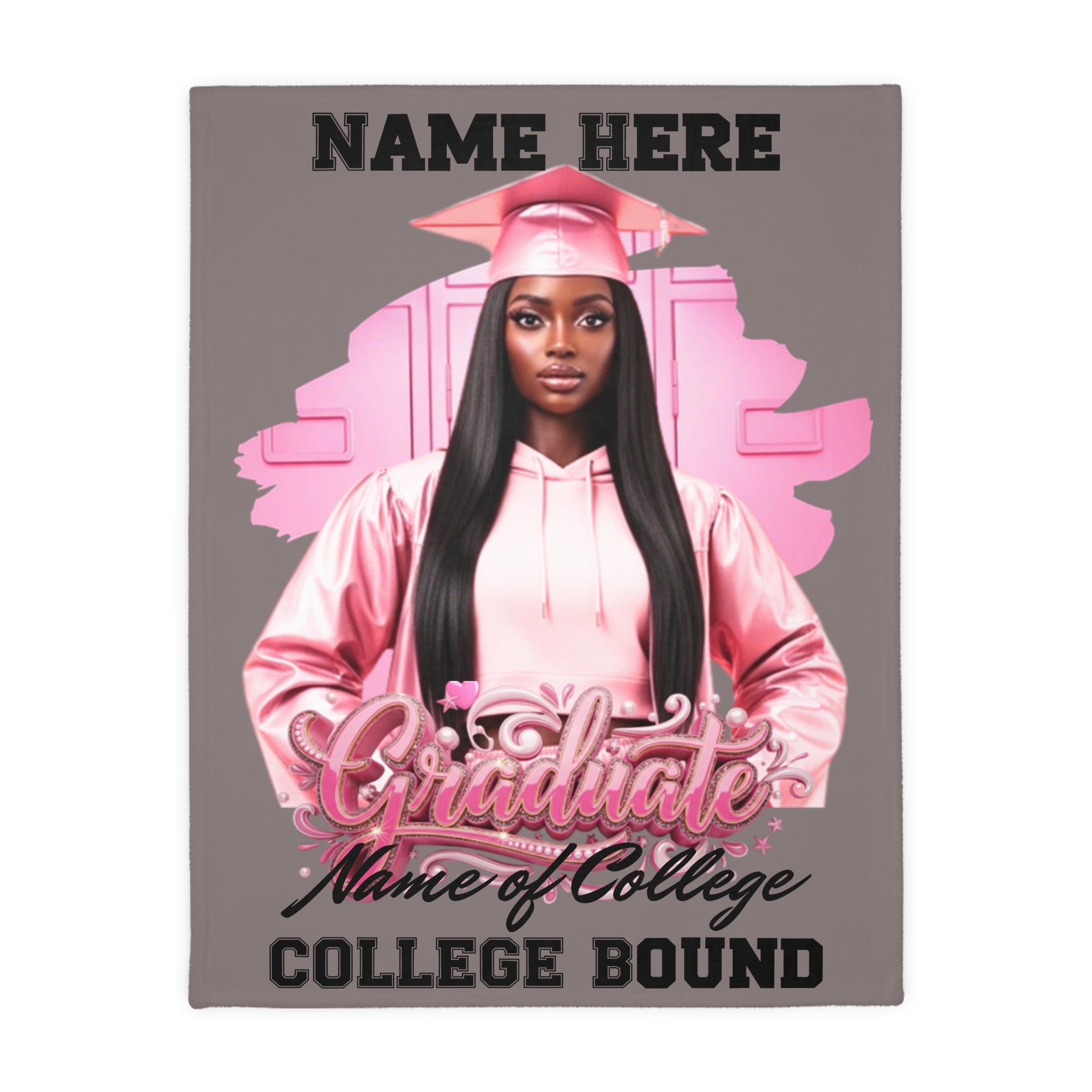 Coperta personalizzata per neo-laureato/a in partenza per il college – Aggiungi immagine, nome e design "Graduate" del college