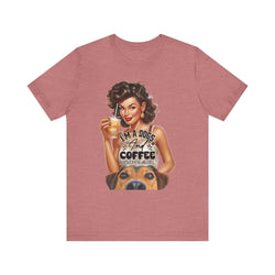 Coffee drinking Dog Mom Unisex Jersey Short Sleeve Tee