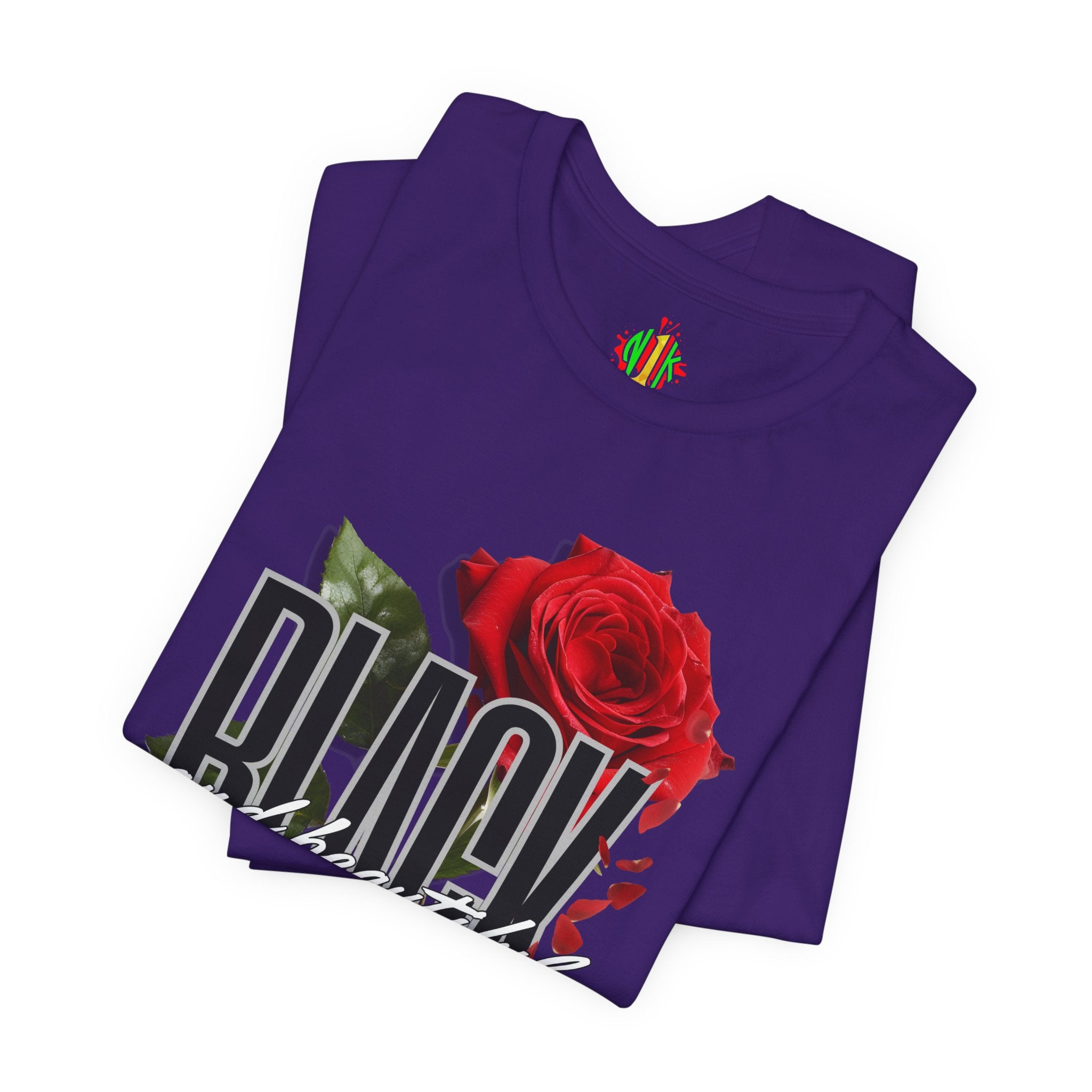 Black and Beautiful Unisex Tee, Floral Graphic Tee, Trendy T-Shirt, Gift for Her, Everyday Wear, Casual Style
