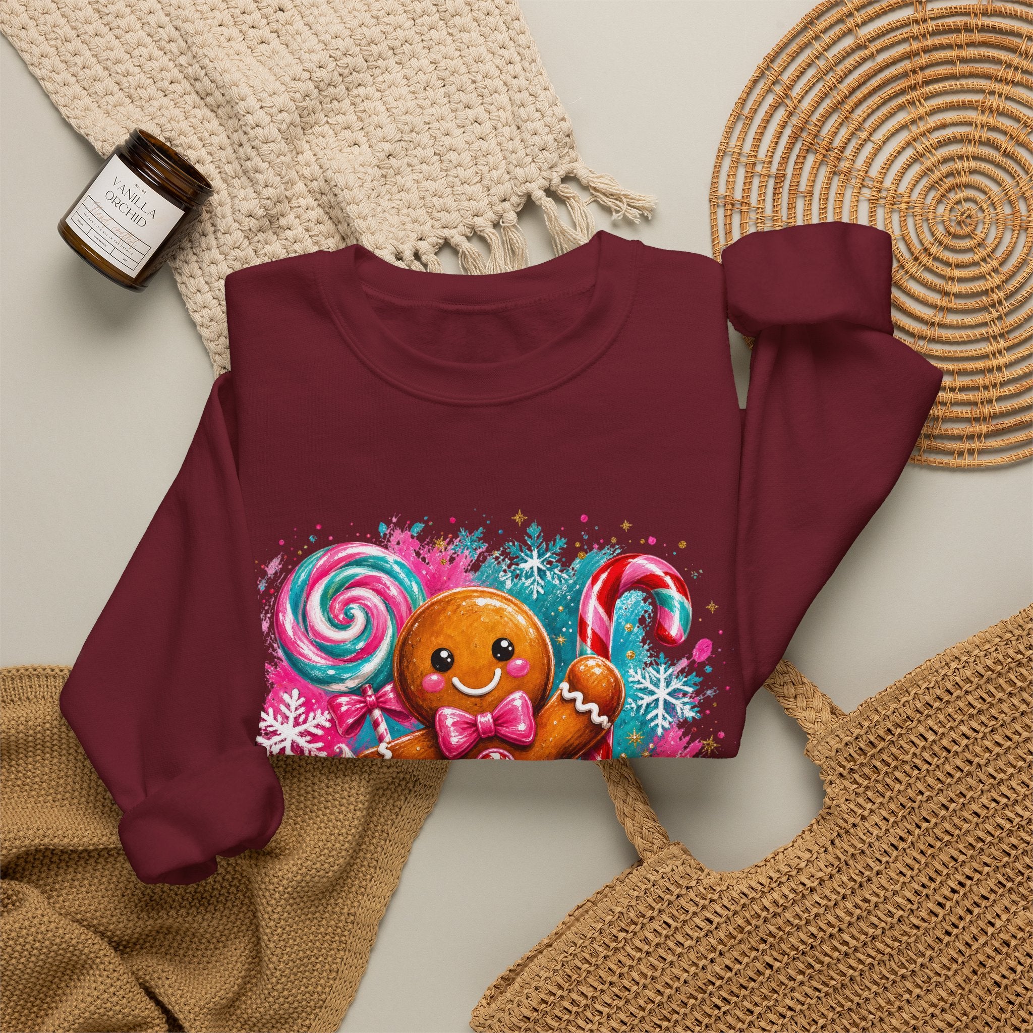 Christmas Gingerbread & Reindeer Crewneck Sweatshirt