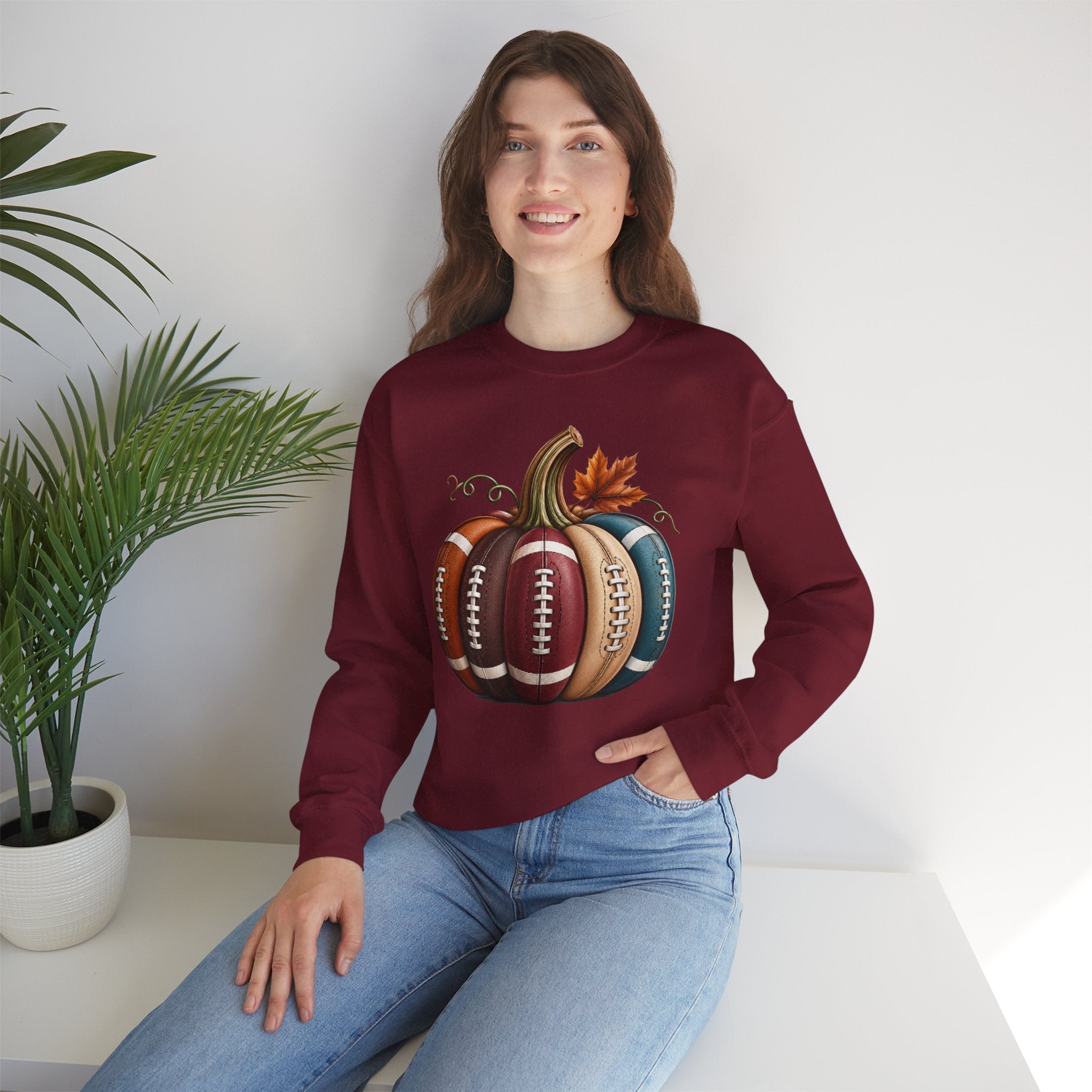Fall Football Pumpkin Crewneck Sweatshirt