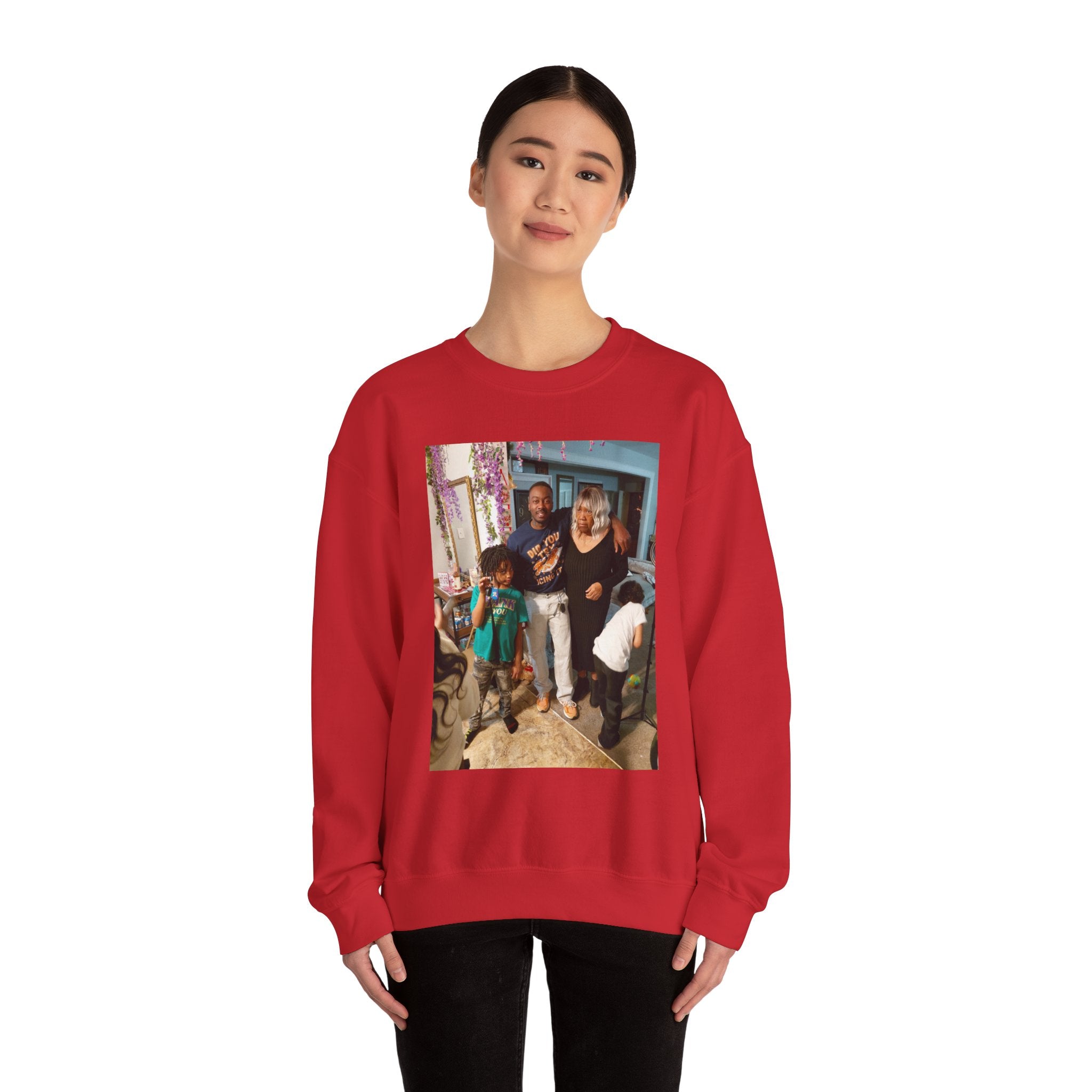 Personalized Photo Crewneck Sweatshirt — Custom Photo Front, 'Add Text' Back