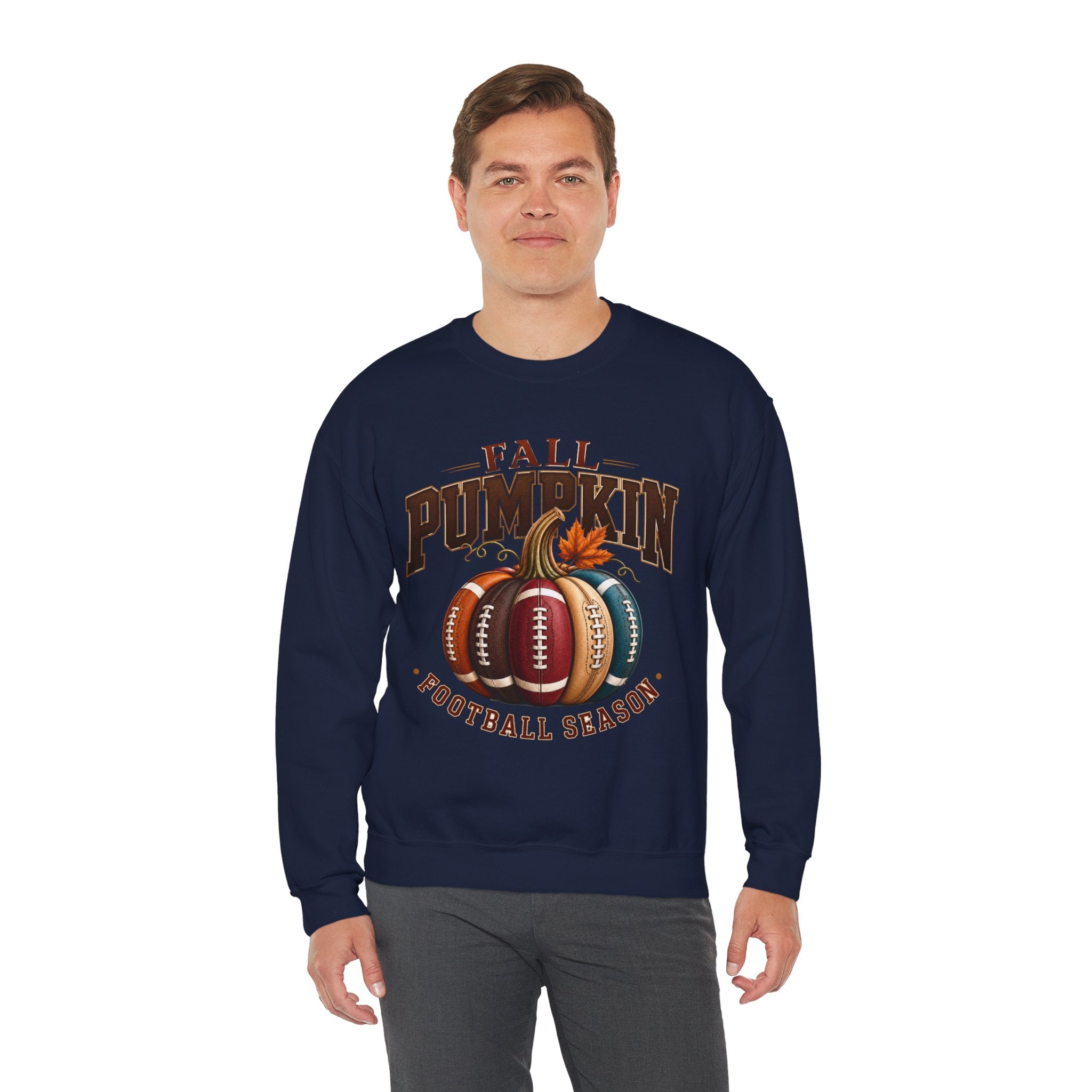 Fall Pumpkin Football Season Crewneck Sweatshirt