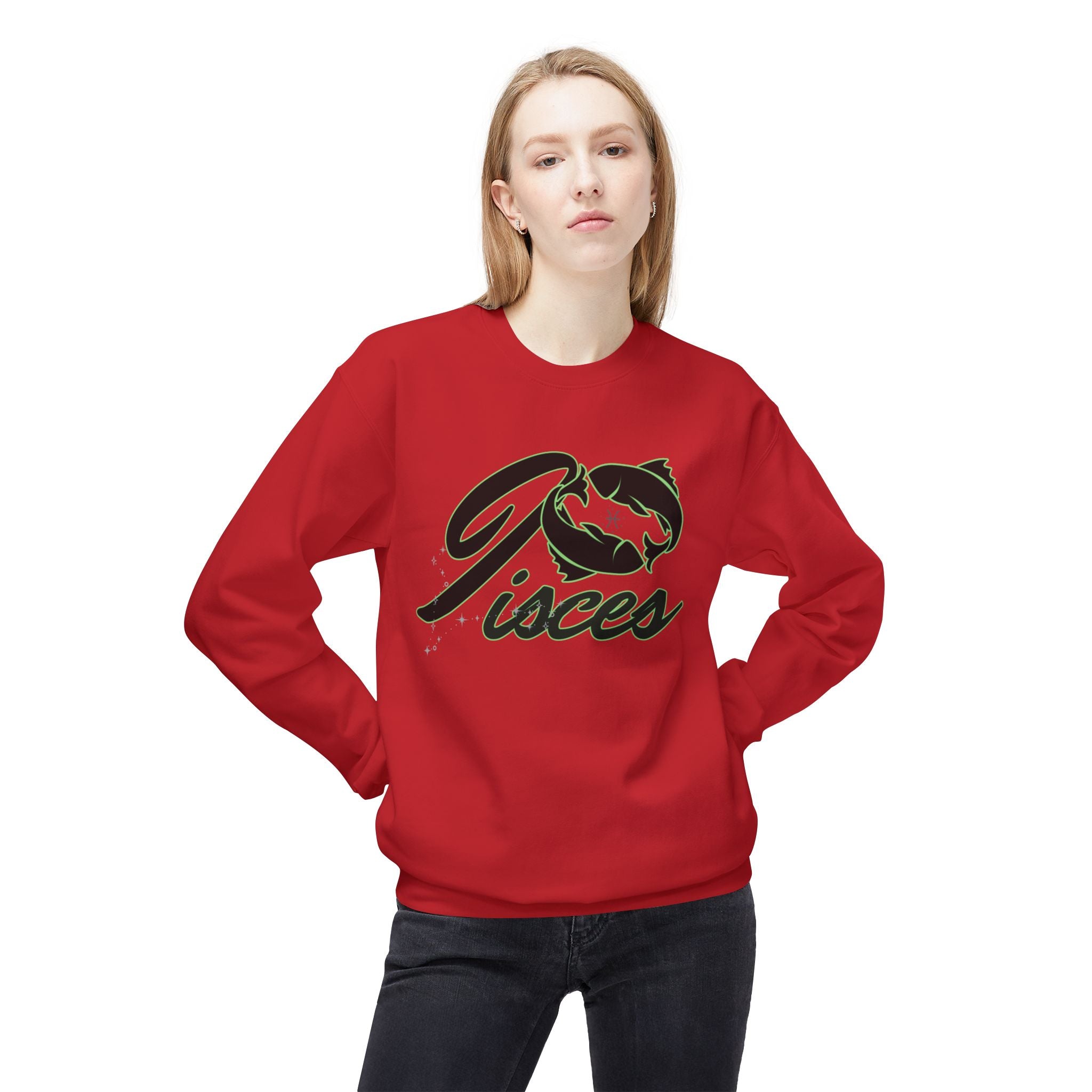 Pisces Zodiac Crewneck Sweatshirt — Astrological Fish Graphic