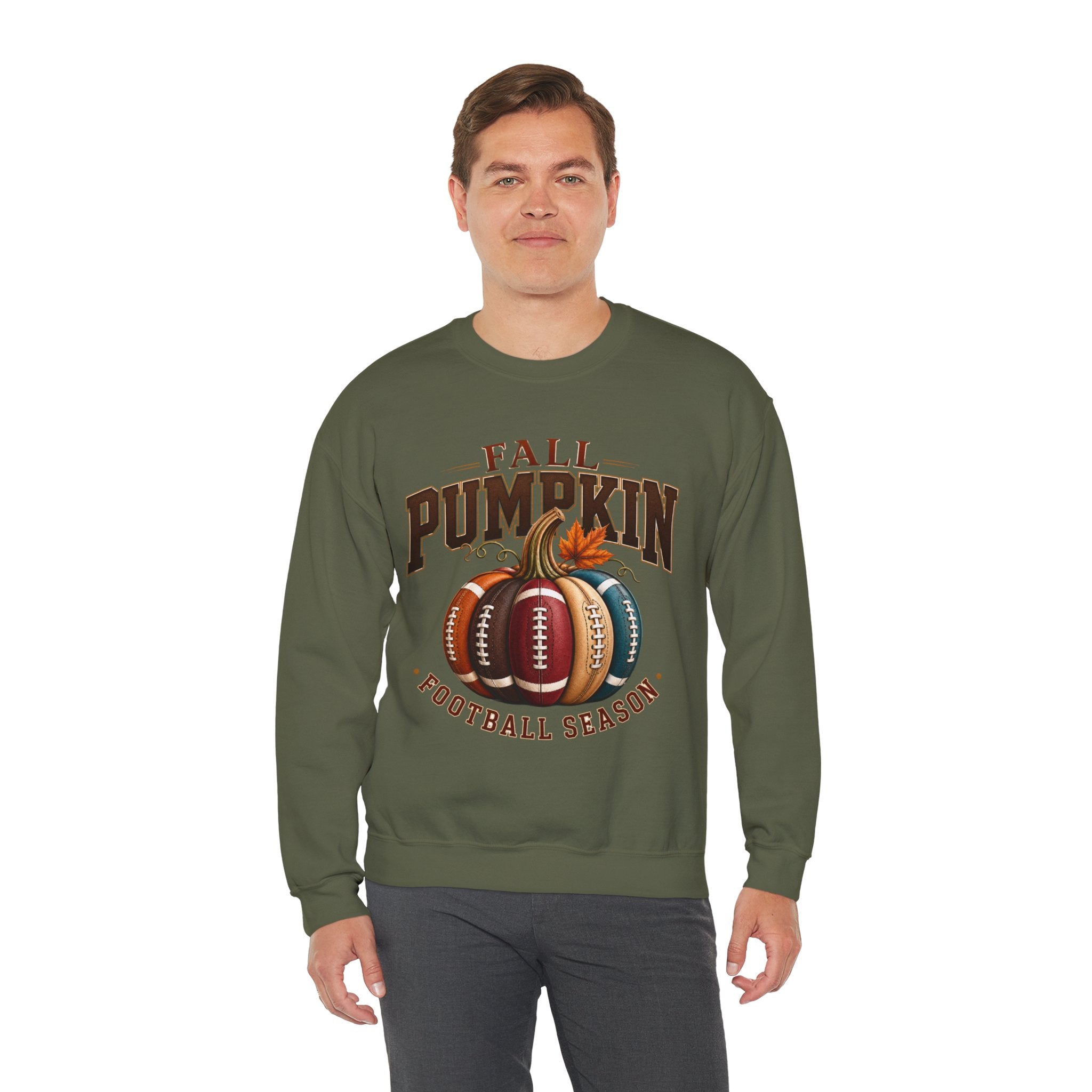 Fall Pumpkin Football Season Crewneck Sweatshirt