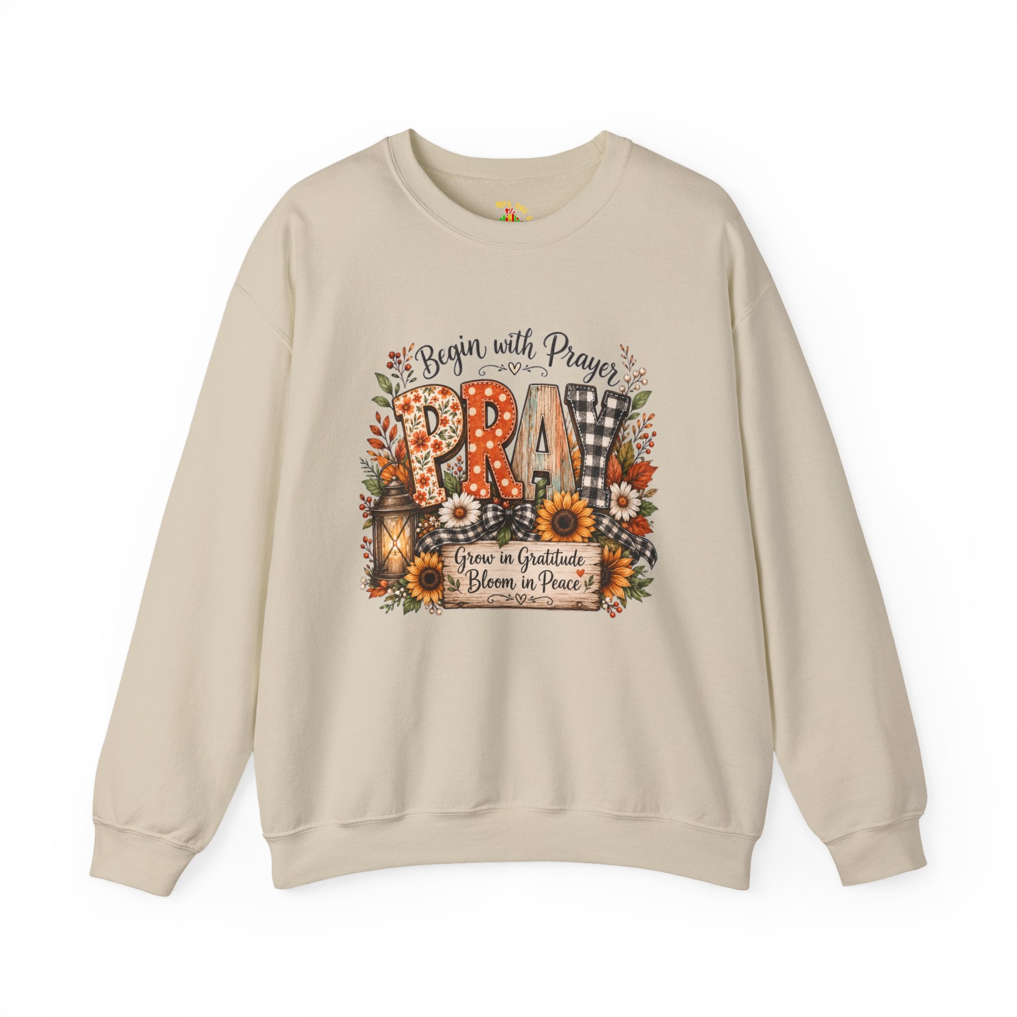 Begin with Prayer Sweatshirt – Floral Christian Faith Crewneck