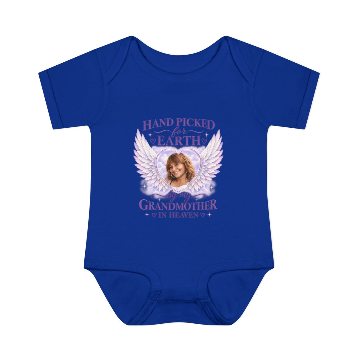 Mariah Infant Another Customized Smile Bodysuit "Handpicked for Earth by My Grandma in Heaven" – Memorial Baby Onesie