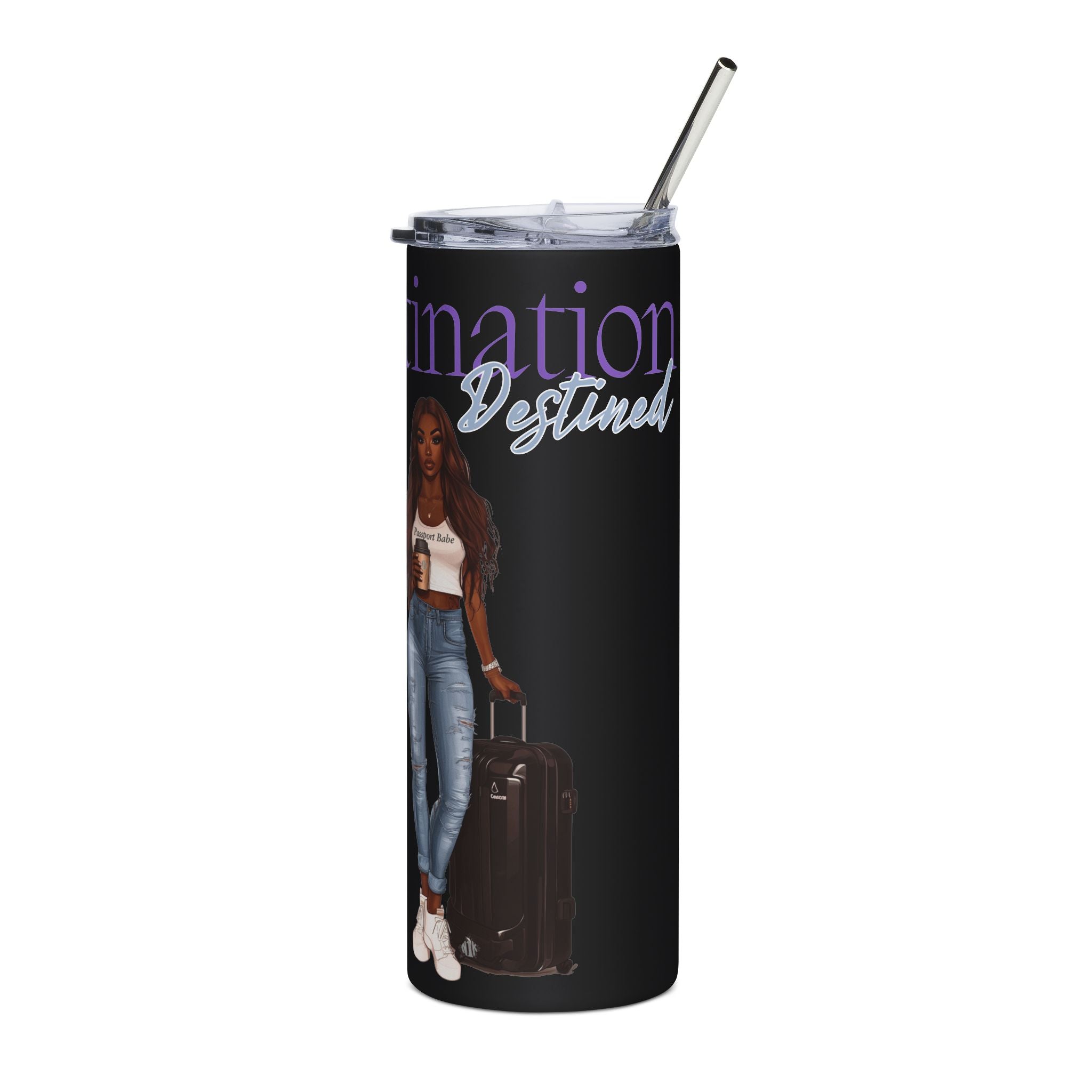Destination Destined Customizable Skinny Tumbler with Straw, 20oz