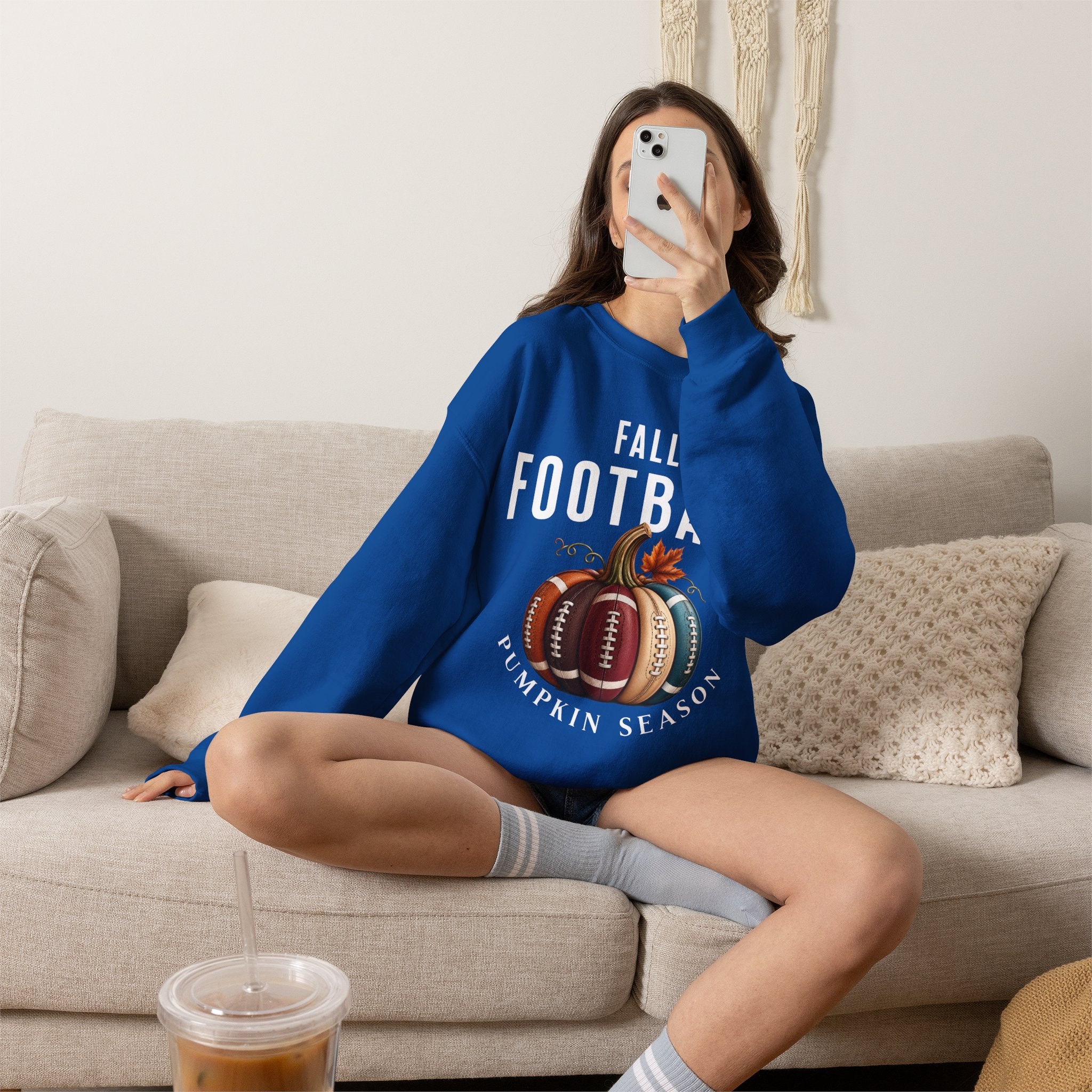 Fall Football Pumpkin Season Crewneck Sweatshirt