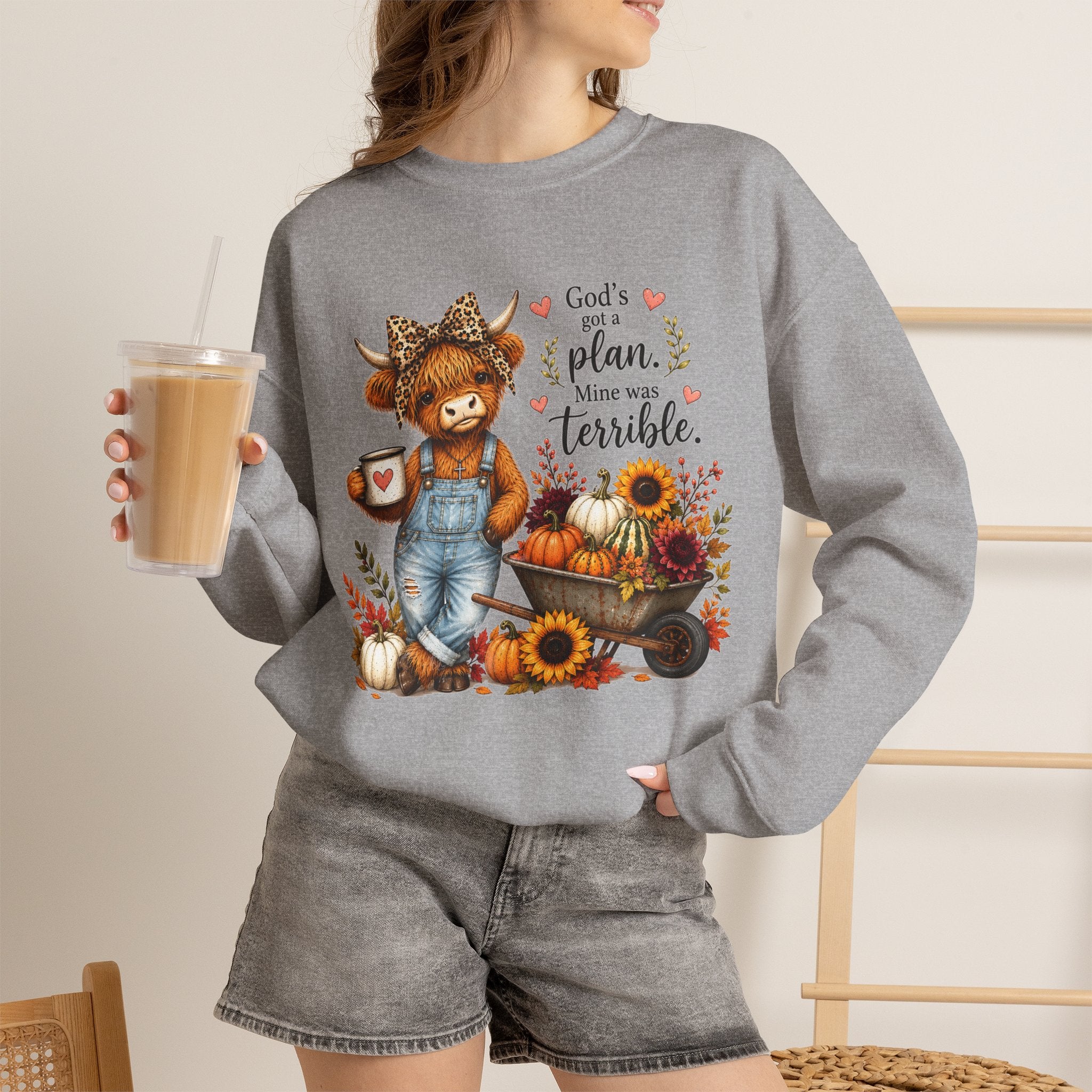 God’s Plan, Mine Was Terrible Bear Fall Crewneck Sweatshirt