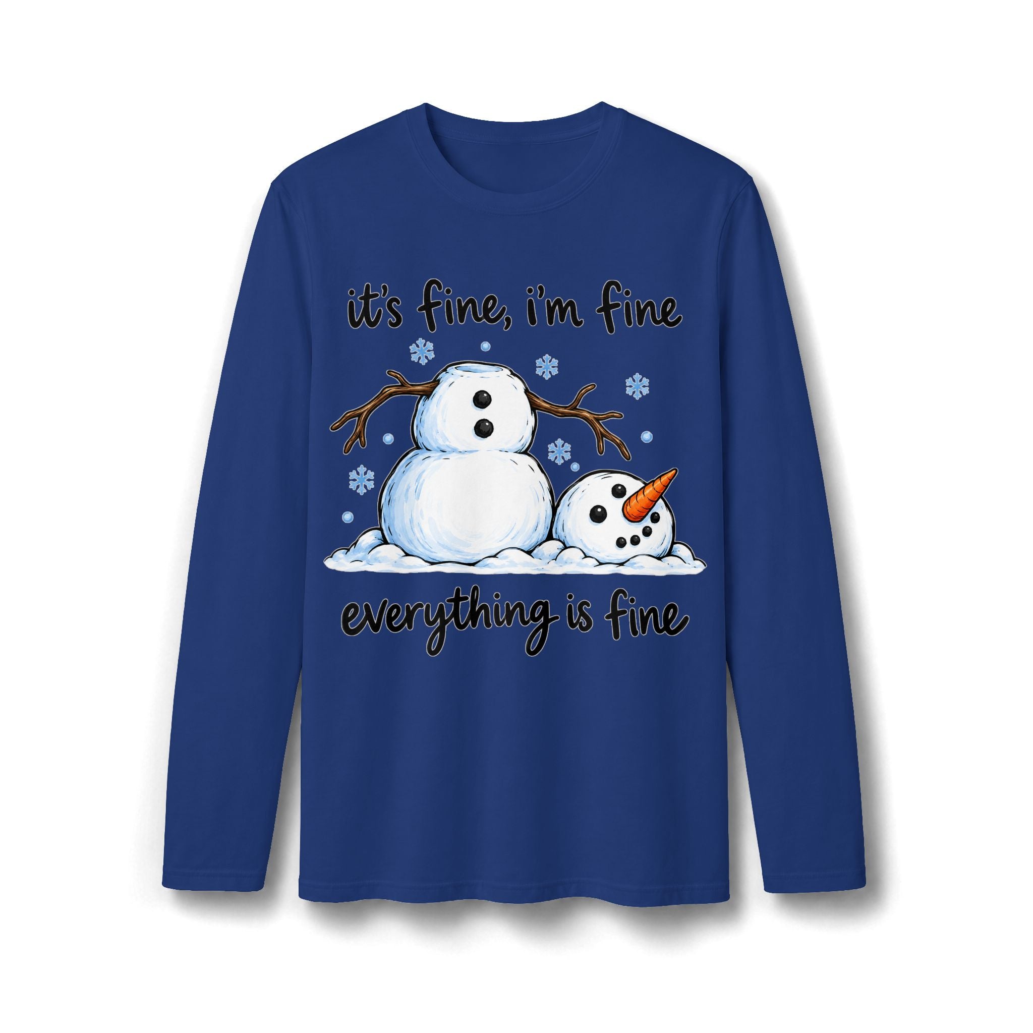Everything Is Fine Snowman Christmas Long Sleeve T-Shirt