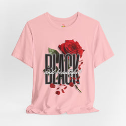 Black and Beautiful Unisex Tee, Floral Graphic Tee, Trendy T-Shirt, Gift for Her, Everyday Wear, Casual Style