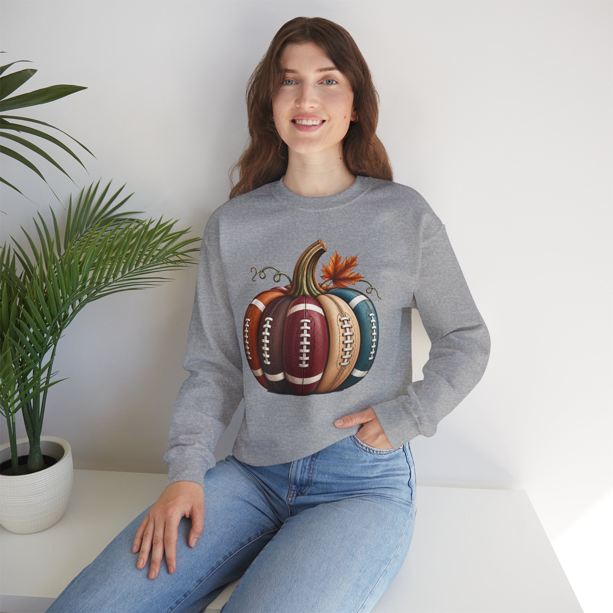 Fall Football Pumpkin Crewneck Sweatshirt