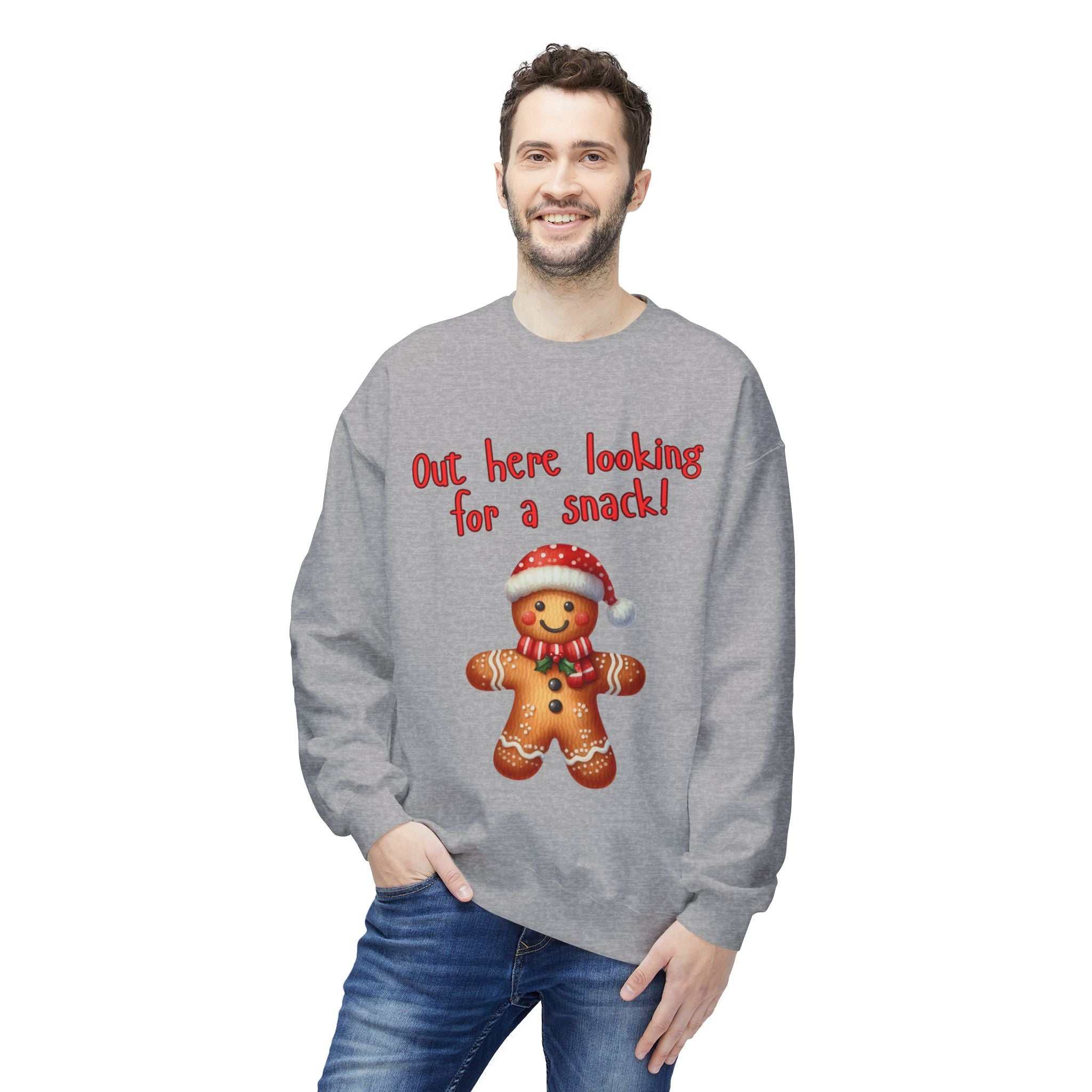 Gingerbread 'Out Here Looking for a Snack' Crewneck SweatshirtSweatshirtGingerbread 'Out Here Looking for a Snack' Crewneck Sweatshirt