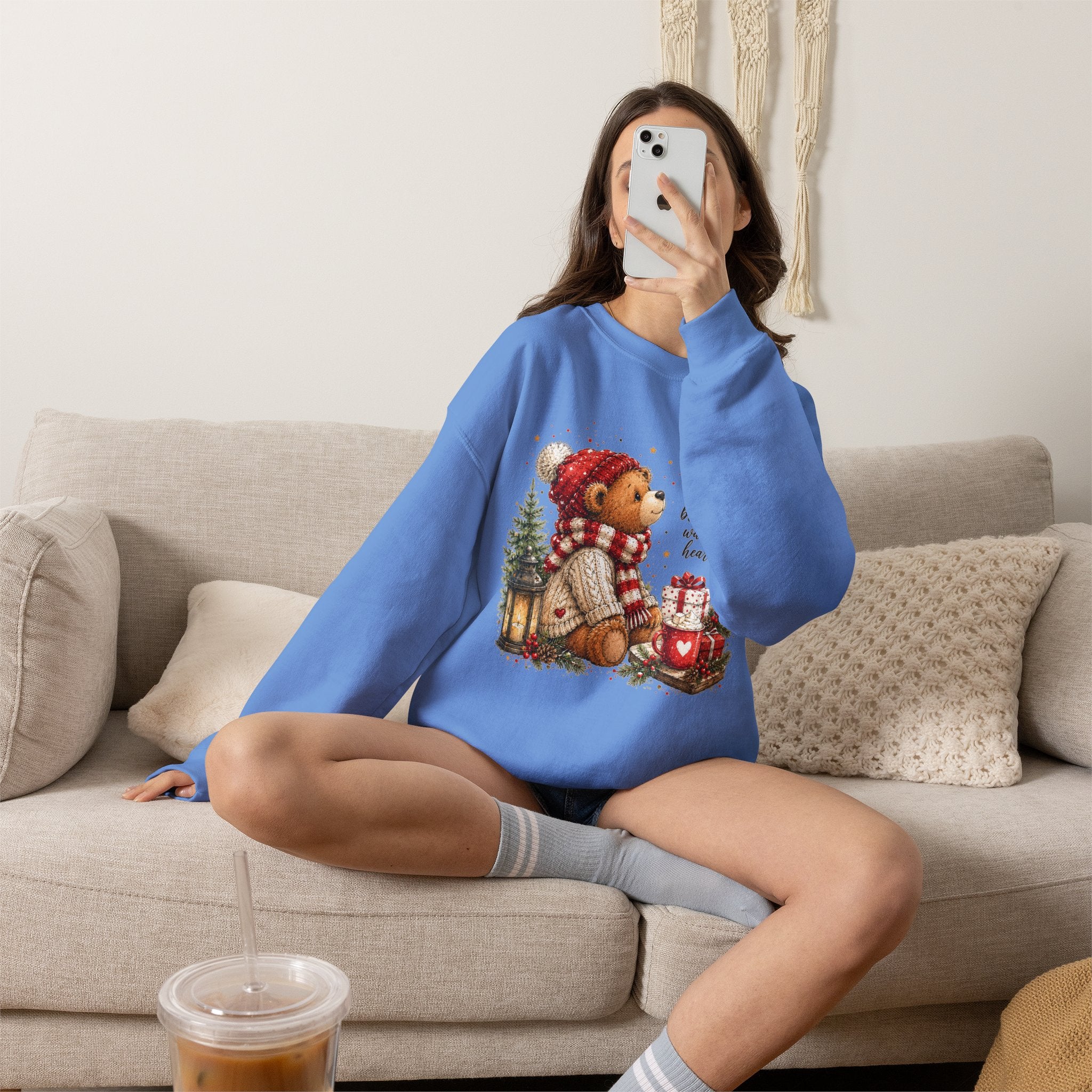 Christmas Bear Crewneck Sweatshirt – Cozy Holiday Teddy Bear Design