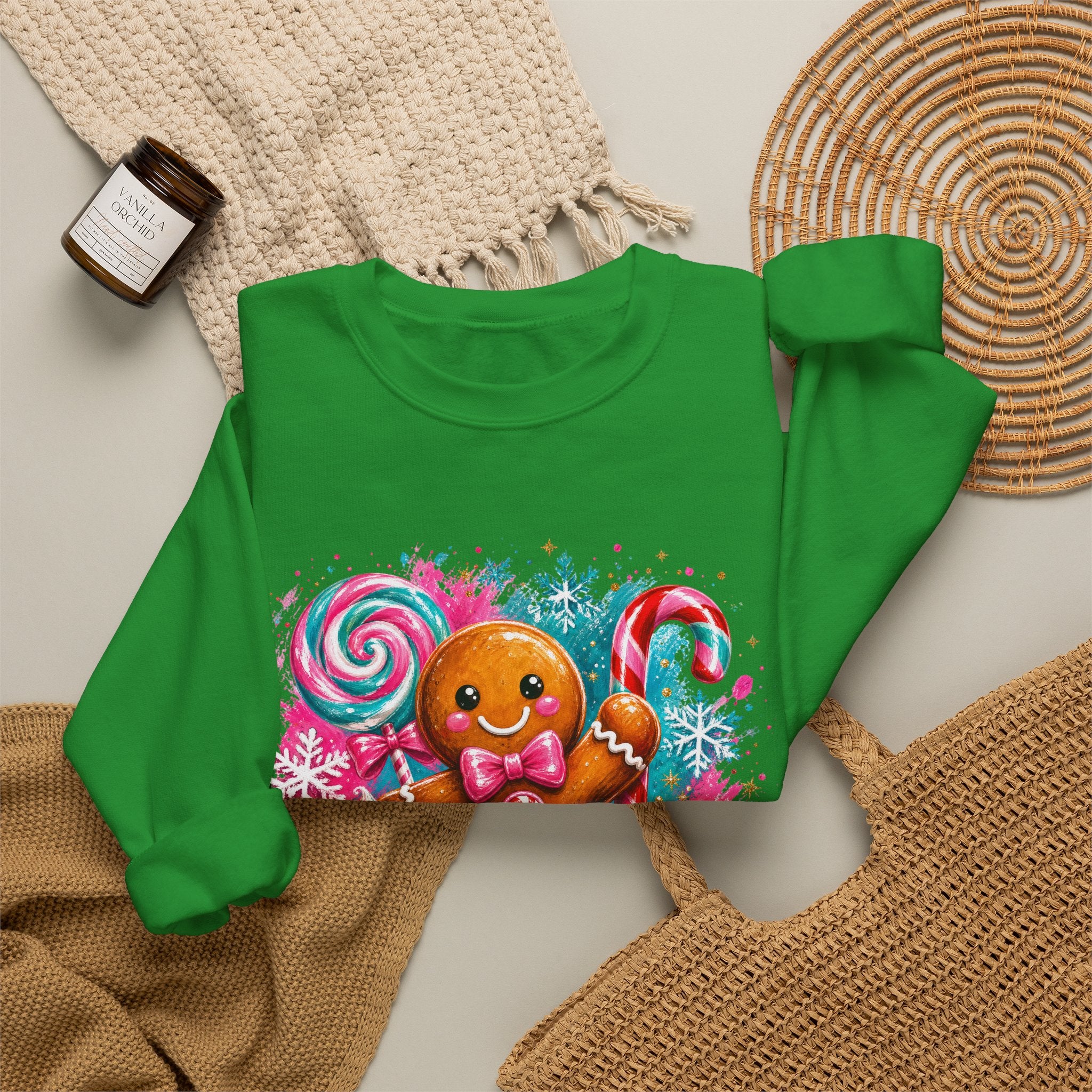 Christmas Gingerbread & Reindeer Crewneck Sweatshirt