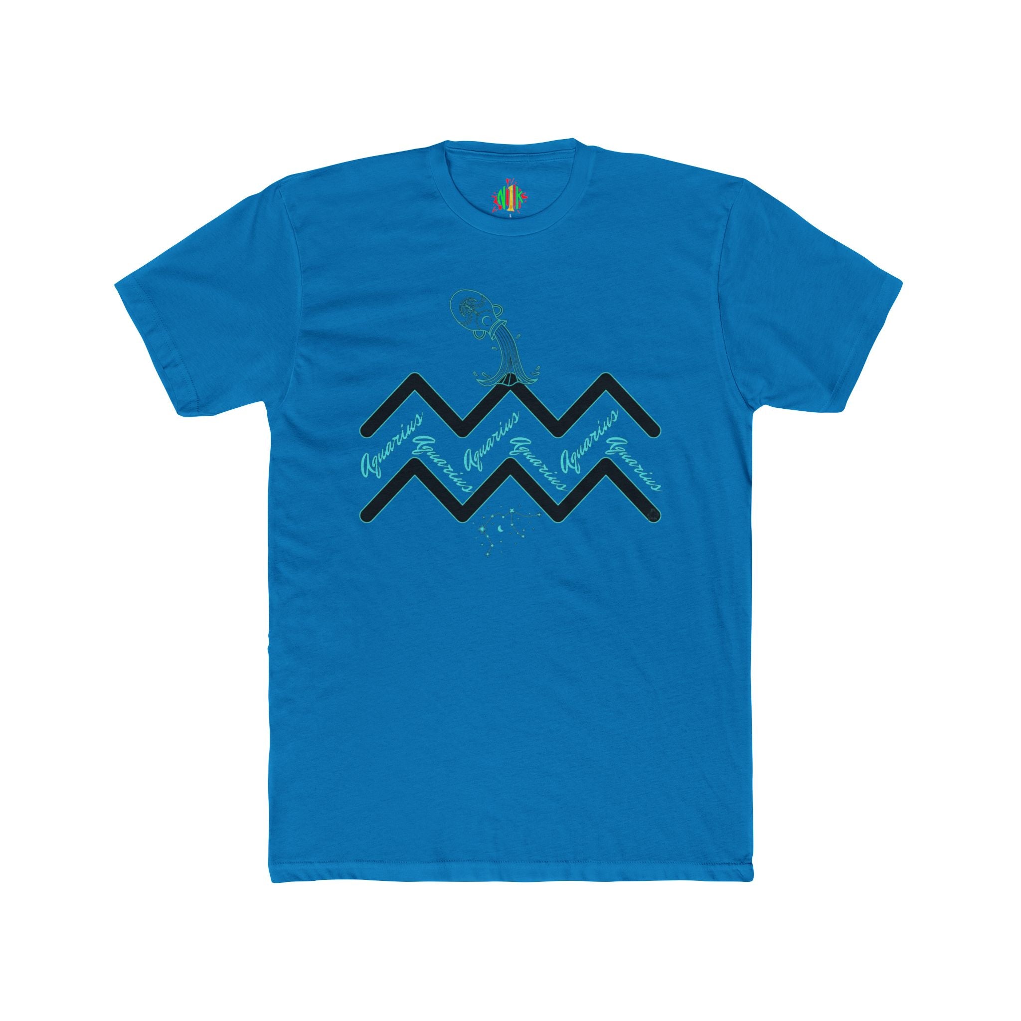 Watering Aquarius Zodiac Tee — Minimalist Wave Graphic "Aquarius" Shirt