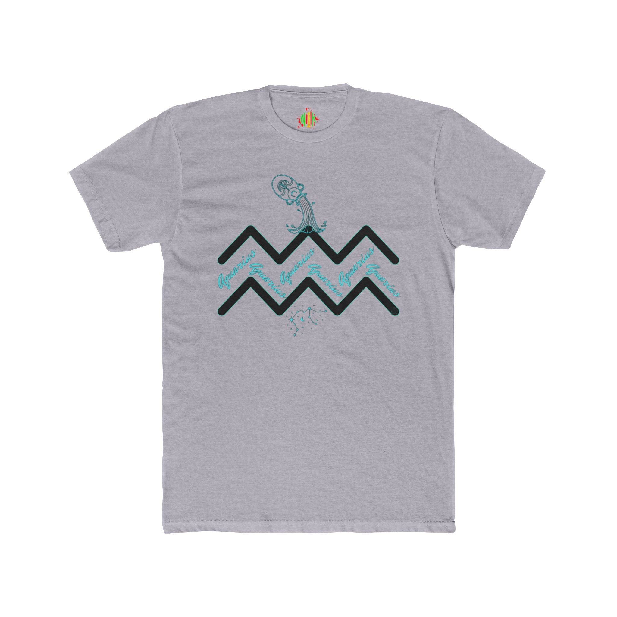 Watering Aquarius Zodiac Tee — Minimalist Wave Graphic "Aquarius" Shirt