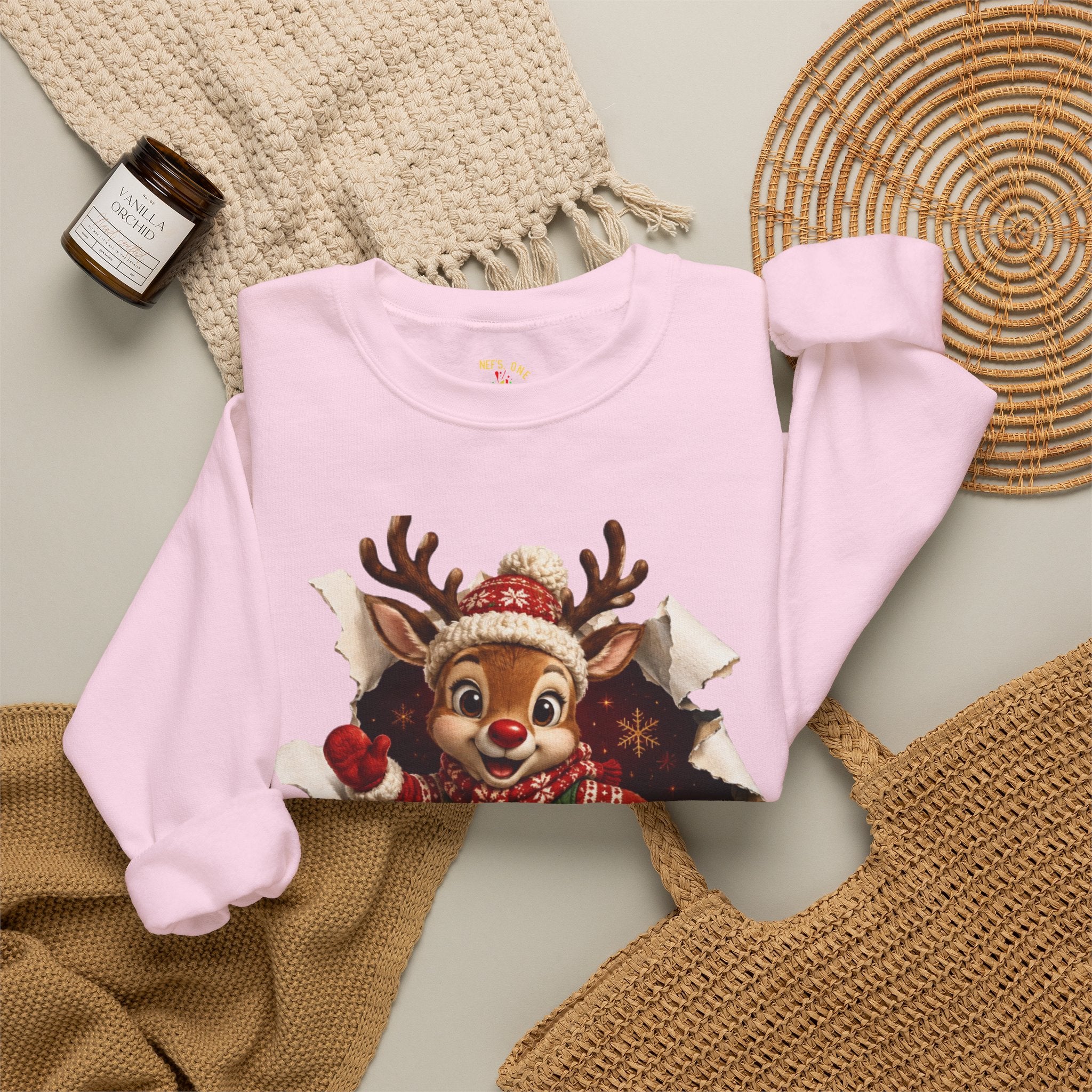 Festive Christmas Reindeer Crewneck Sweatshirt