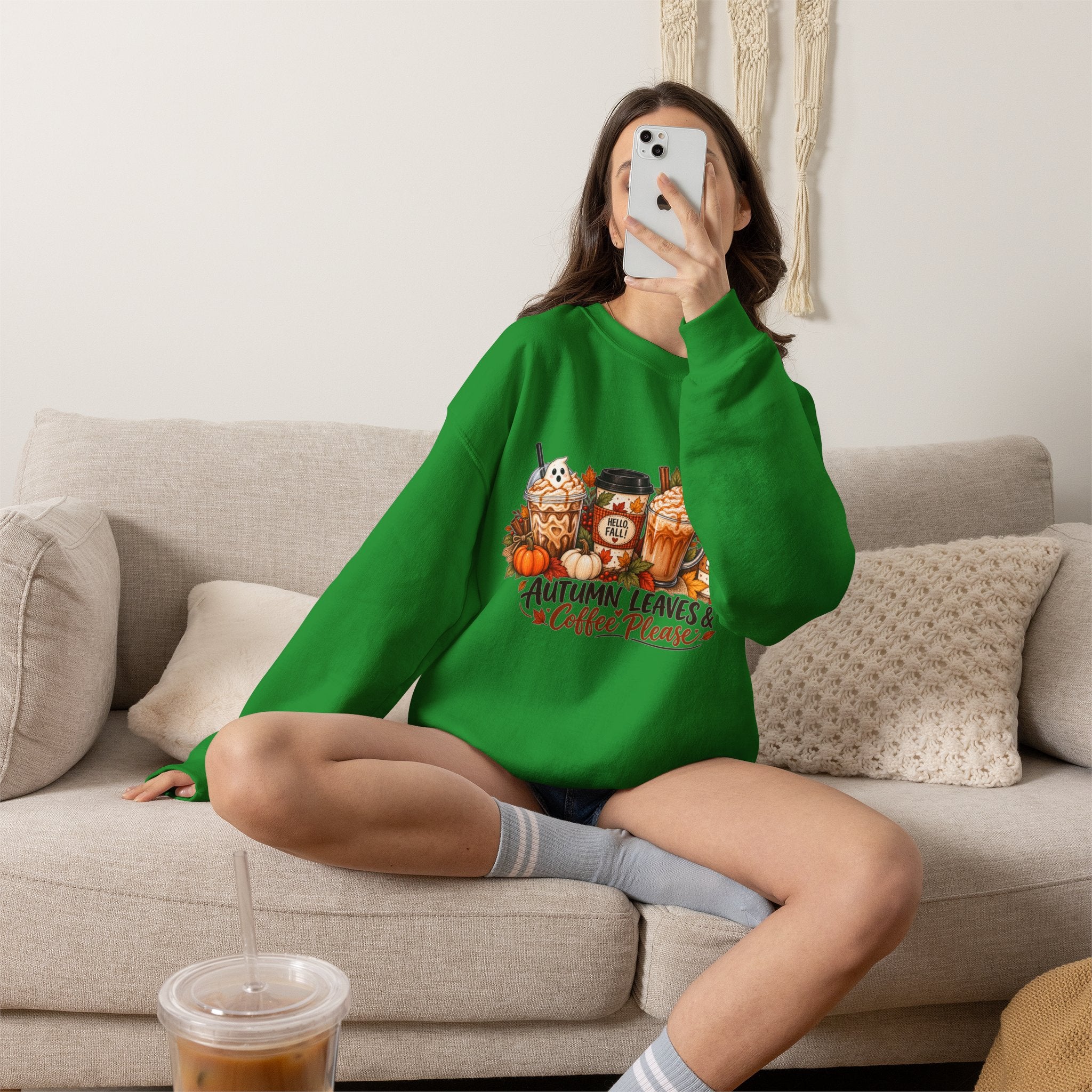 Autumn Leaves & Coffee Please Sweatshirt