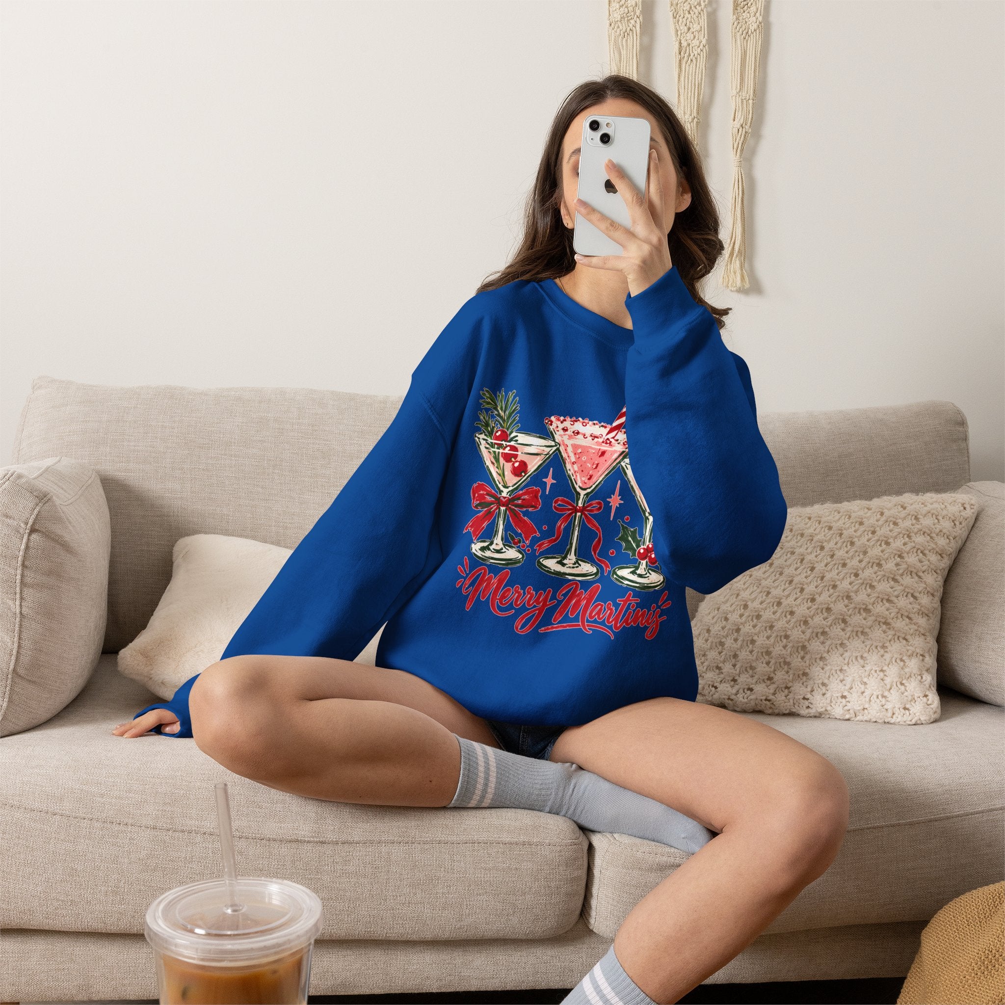 Merry Martinis Christmas Cocktail Crewneck Sweatshirt