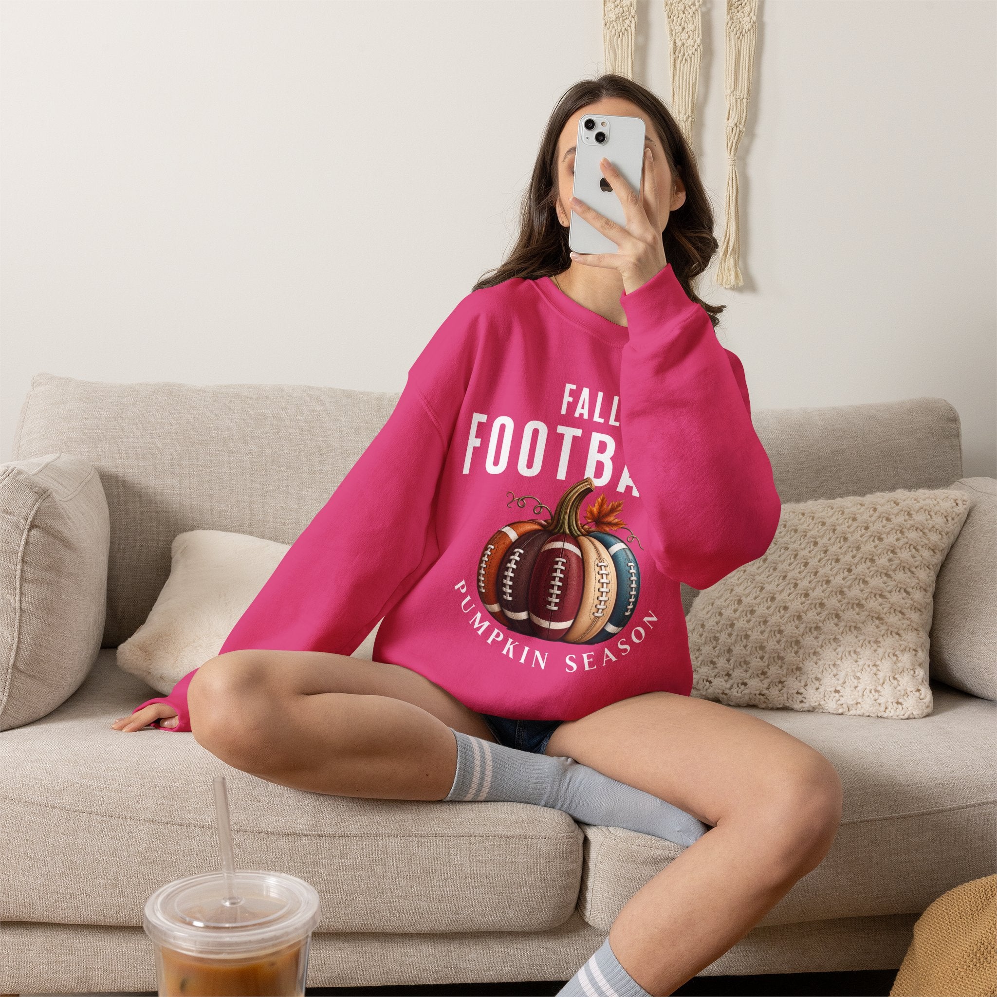 Fall Football Pumpkin Season Crewneck Sweatshirt