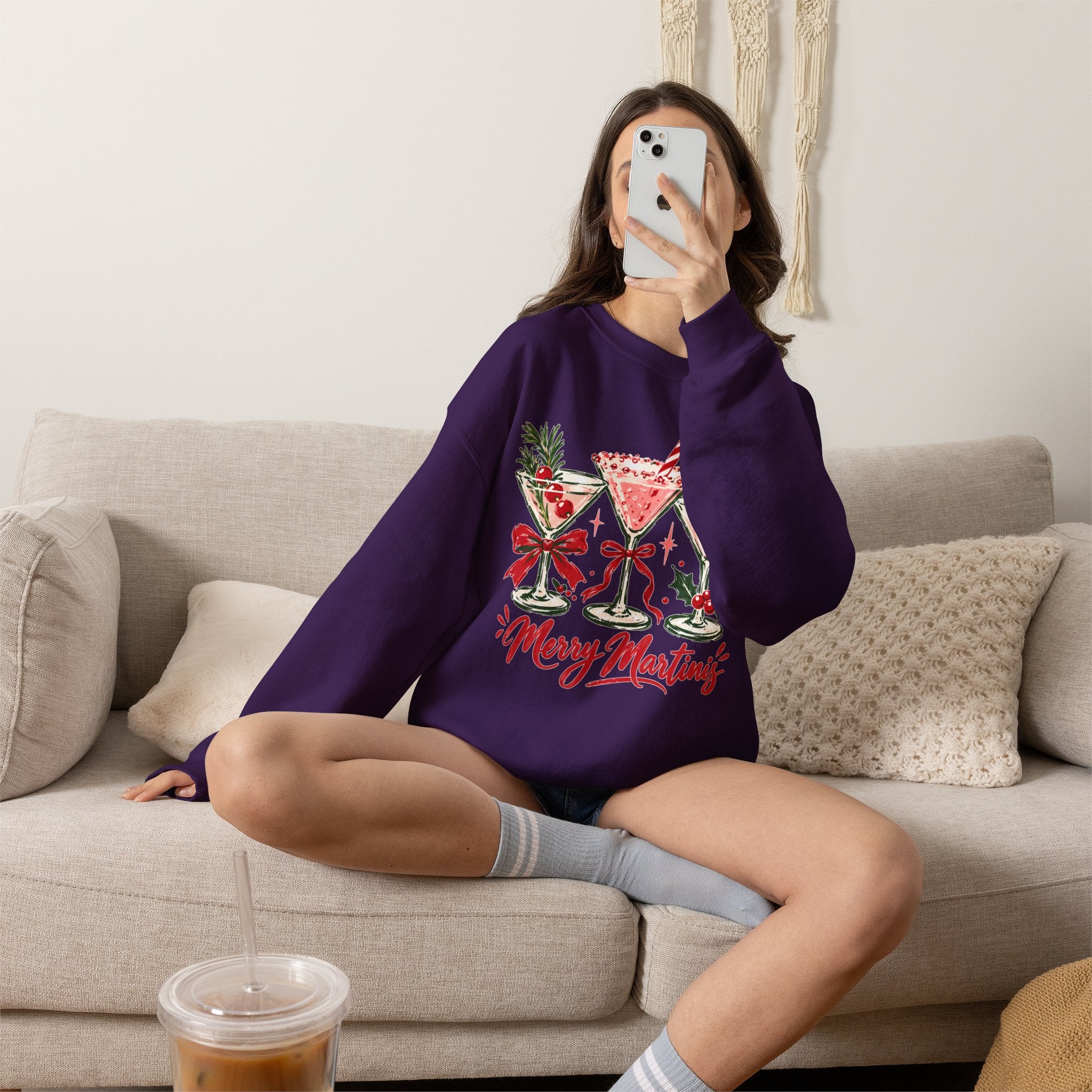 Merry Martinis Christmas Cocktail Crewneck Sweatshirt