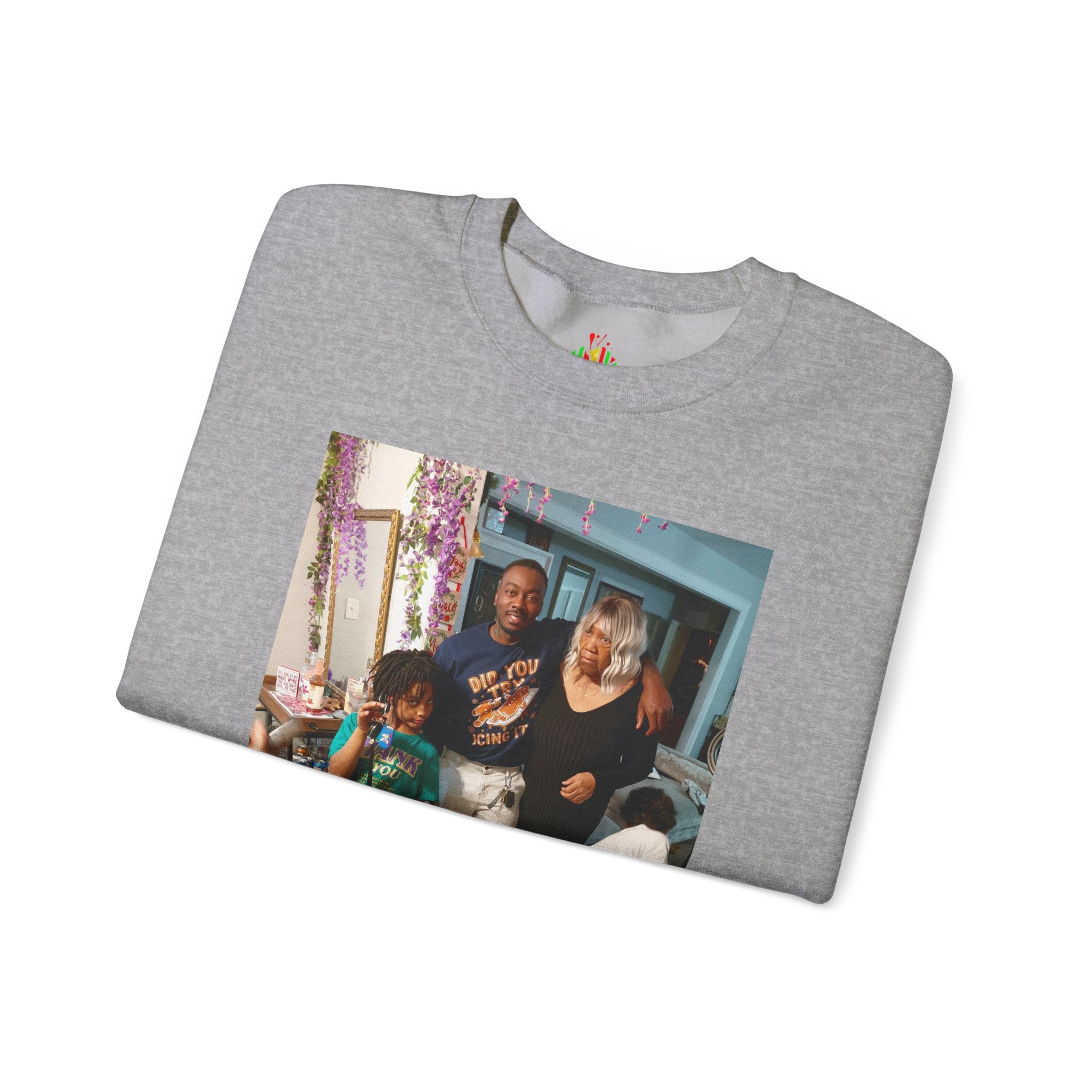Personalized Photo Crewneck Sweatshirt — Custom Photo Front, 'Add Text' Back