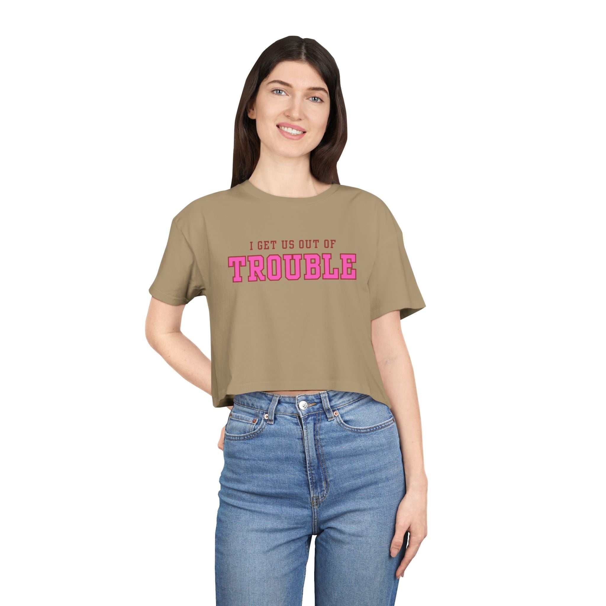 I get us out of Trouble Friends Women's Crop Tee, Funny Quote Shirt, CT-ShirtWomen’s Crop Tee