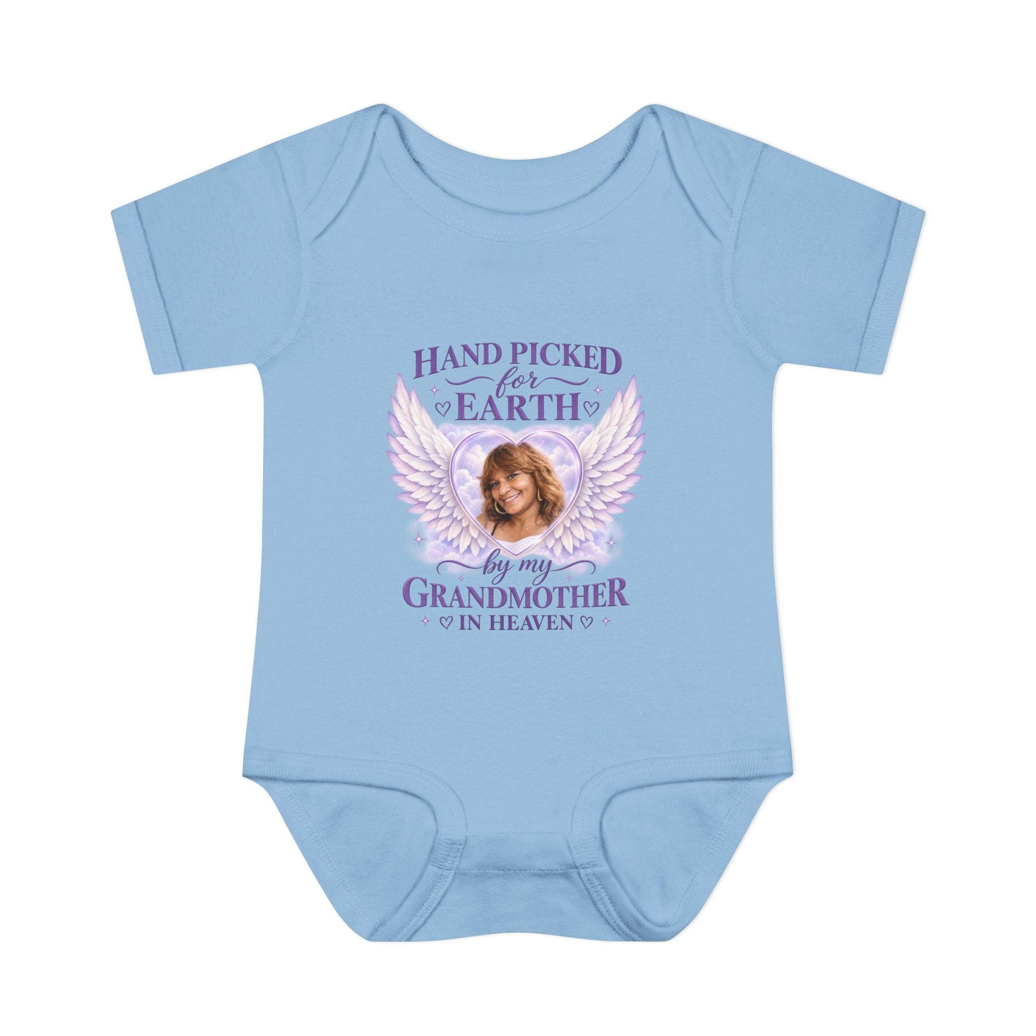 Mariah Infant Another Customized Smile Bodysuit "Handpicked for Earth by My Grandma in Heaven" – Memorial Baby Onesie