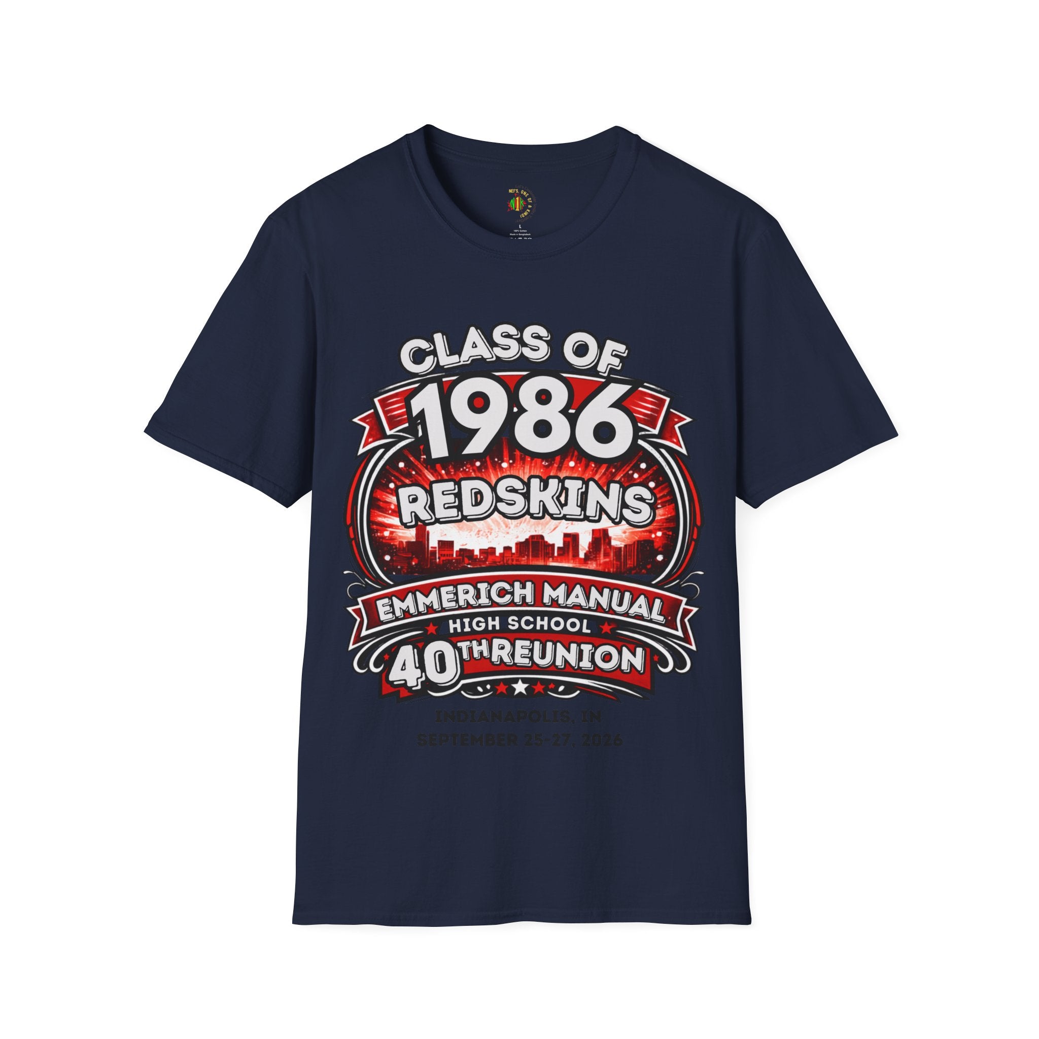 Class of 1986 Reunion T-Shirt — 40th Anniversary Redskins Emmerich Manual - Another Customized Smile