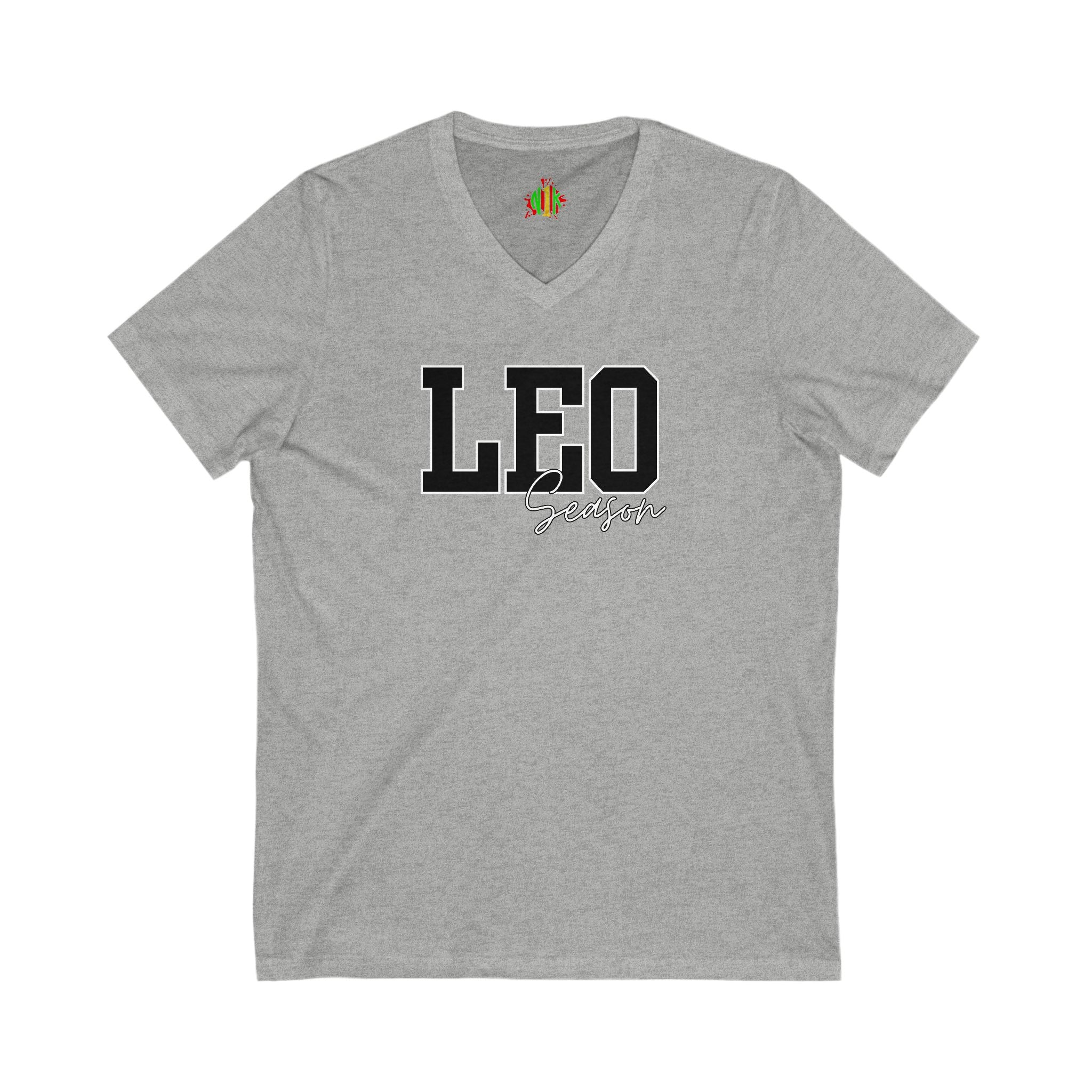 Leo Season Zodiac Unisex V-Neck Tee - Perfect for Astrology Lovers, Birthday Gift, Casual Wear, Zodiac Sign Apparel, Horoscope Tee