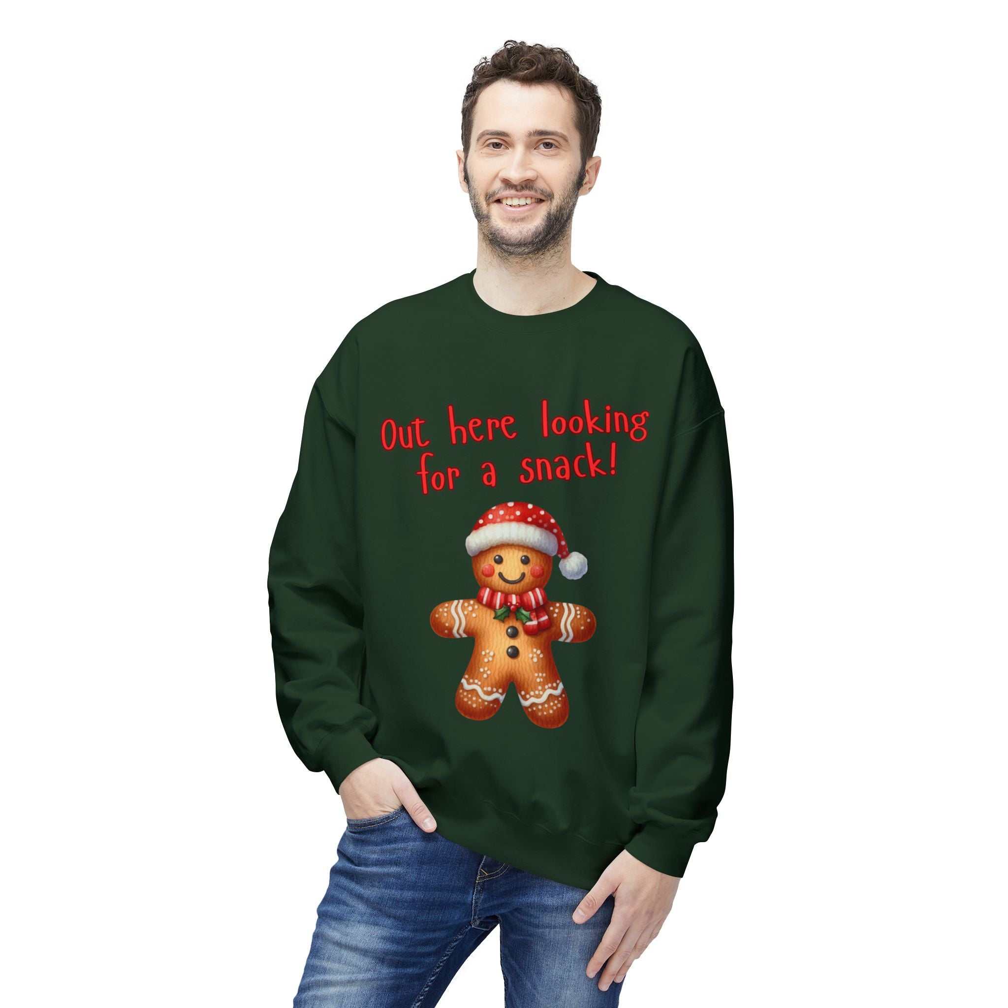 Gingerbread 'Out Here Looking for a Snack' Crewneck SweatshirtSweatshirtGingerbread 'Out Here Looking for a Snack' Crewneck Sweatshirt