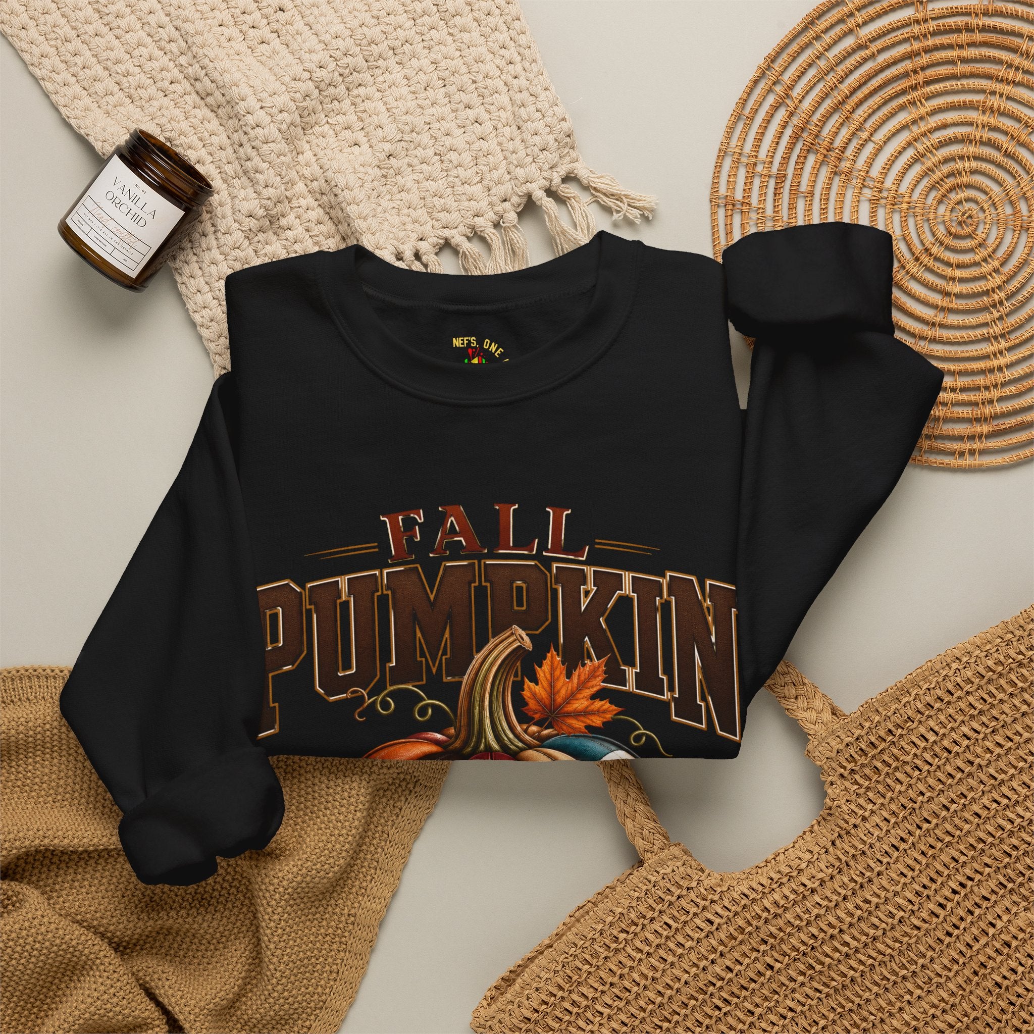 Fall Pumpkin Football Season Crewneck Sweatshirt