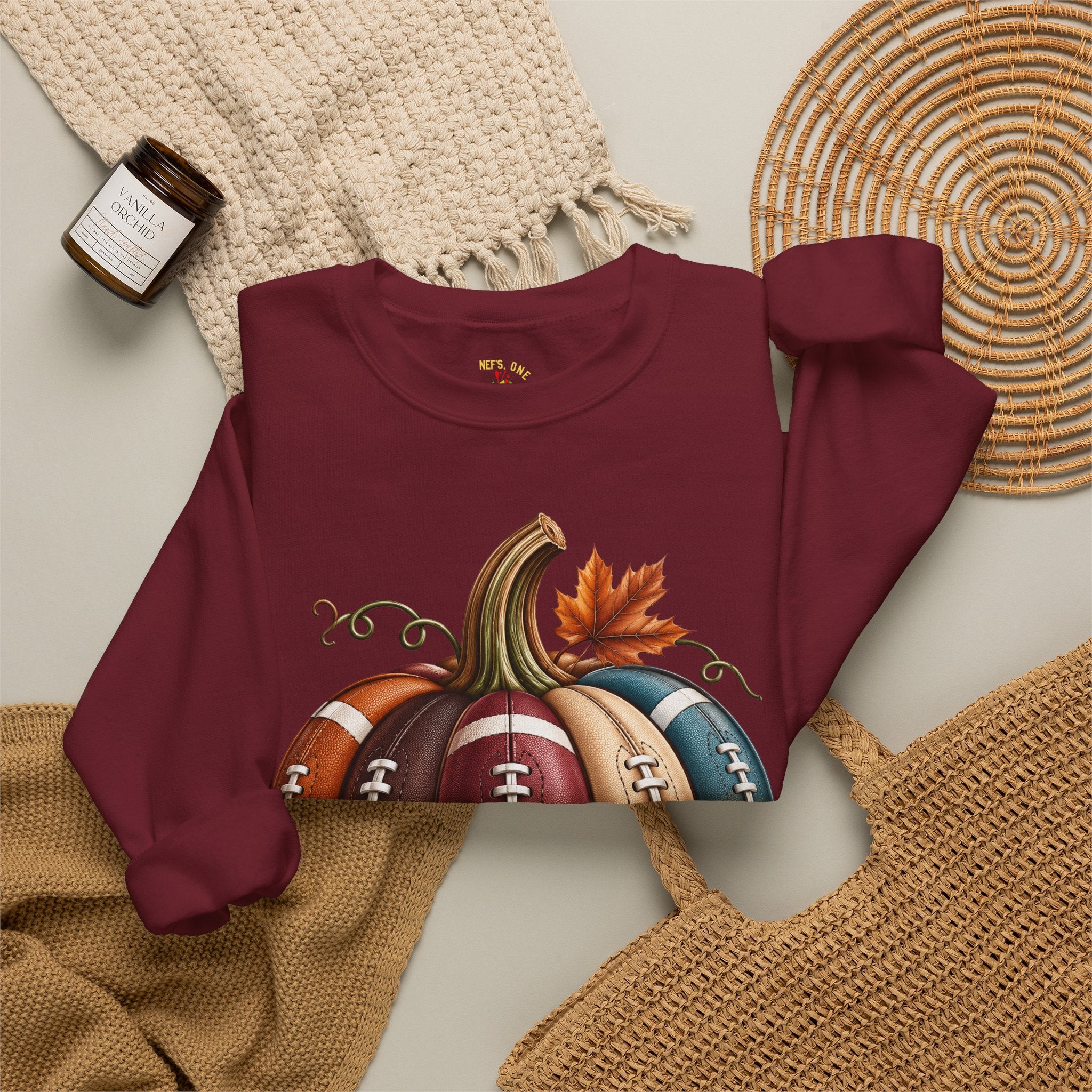Fall Football Pumpkin Crewneck Sweatshirt