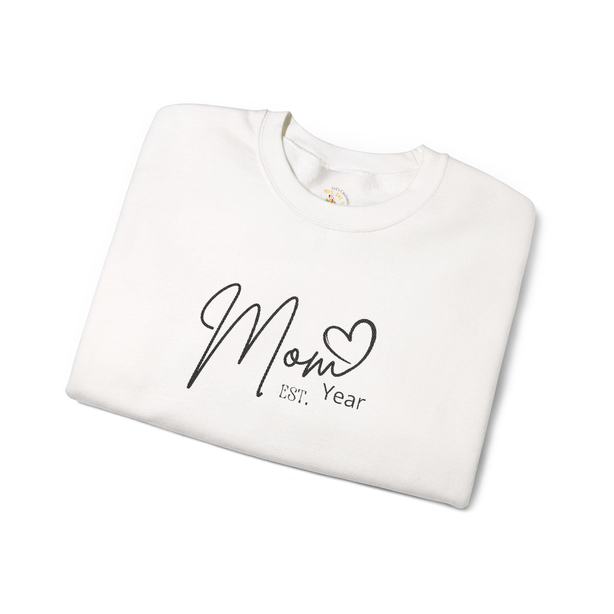 Mom Est. Year Embroidered Customizable Crewneck Sweatshirt